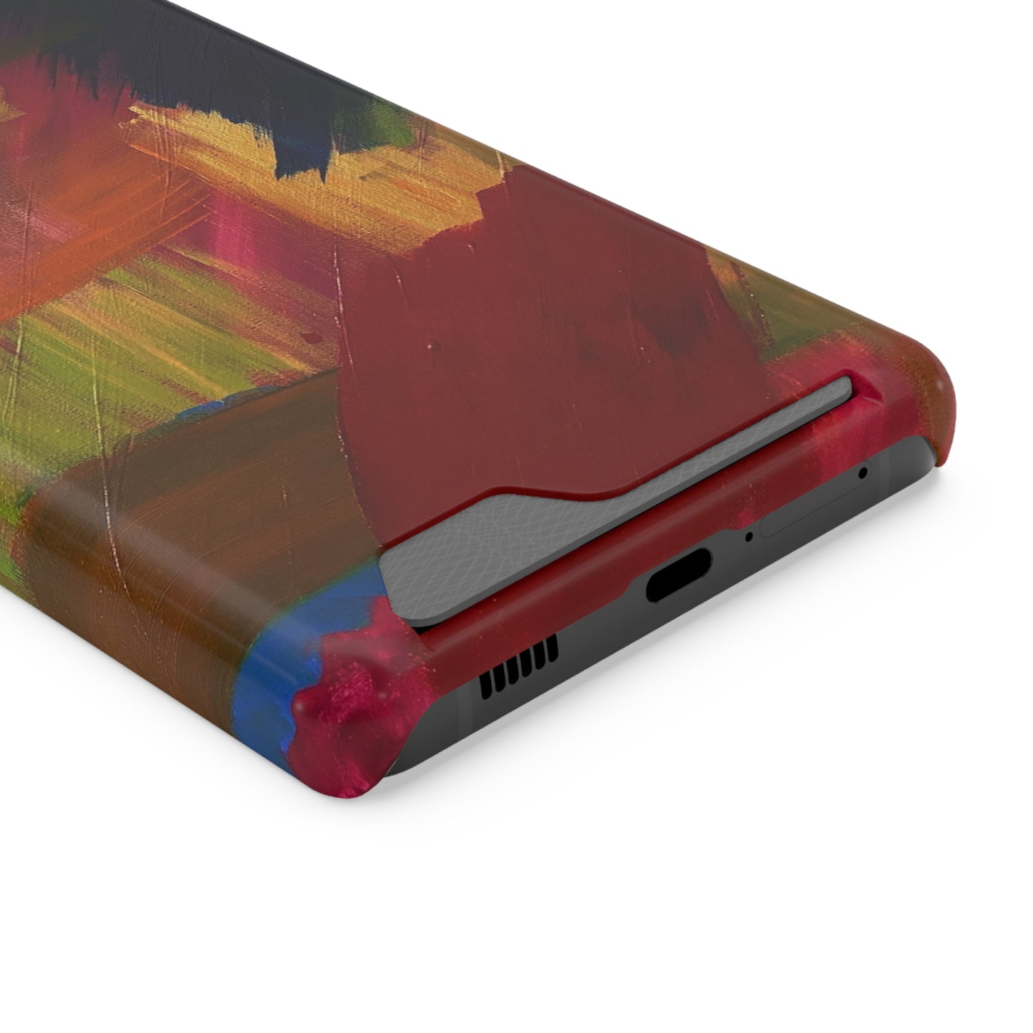 iPhone 13 and Samsung S21, S22 Cases with Card Holder Ft. Abstract Red