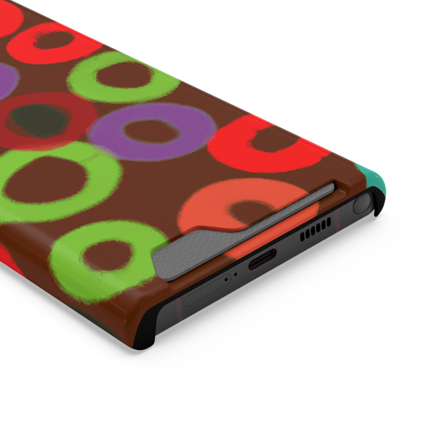 iPhone 13 and Samsung S21, S22 Cases with Card Holder Ft. Fruity Circles