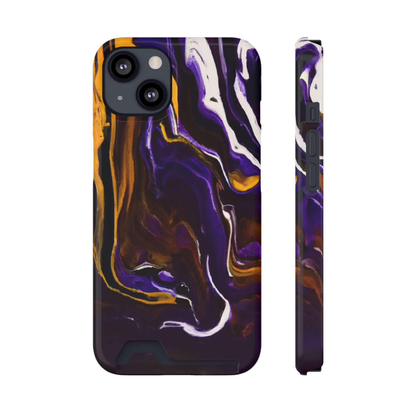 iPhone 13 and Samsung S21, S22 Cases with Card Holder Ft. Purple Tiger Stripes