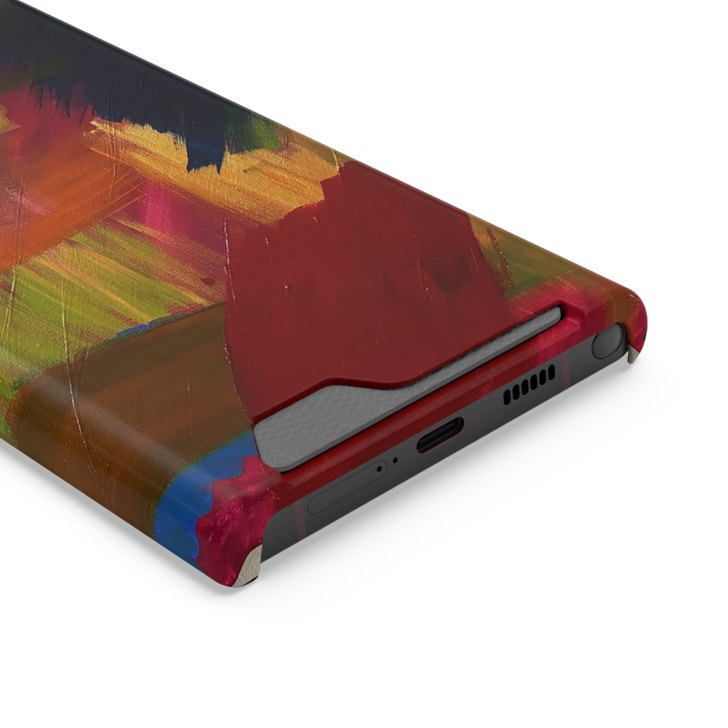 iPhone 13 and Samsung S21, S22 Cases with Card Holder Ft. Abstract Red