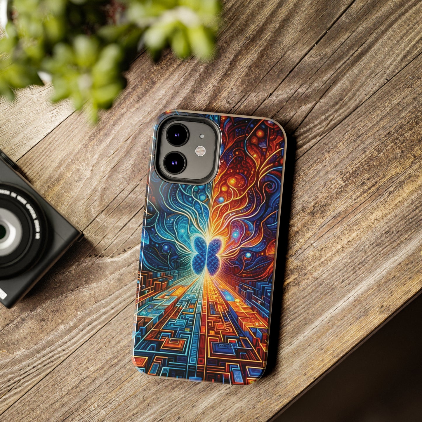 ToughDrop Apple iPhone Case Ft. Cyber Blue Butterfly