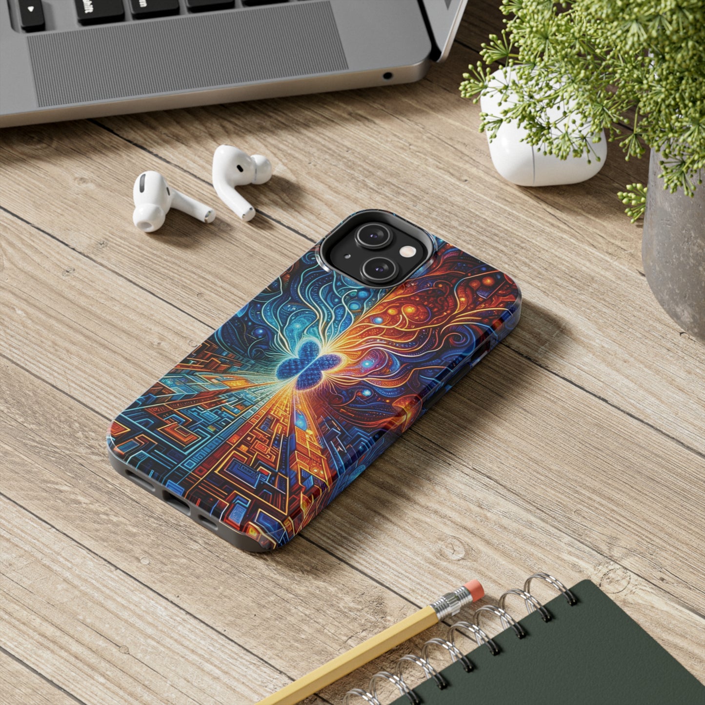 ToughDrop Apple iPhone Case Ft. Cyber Blue Butterfly