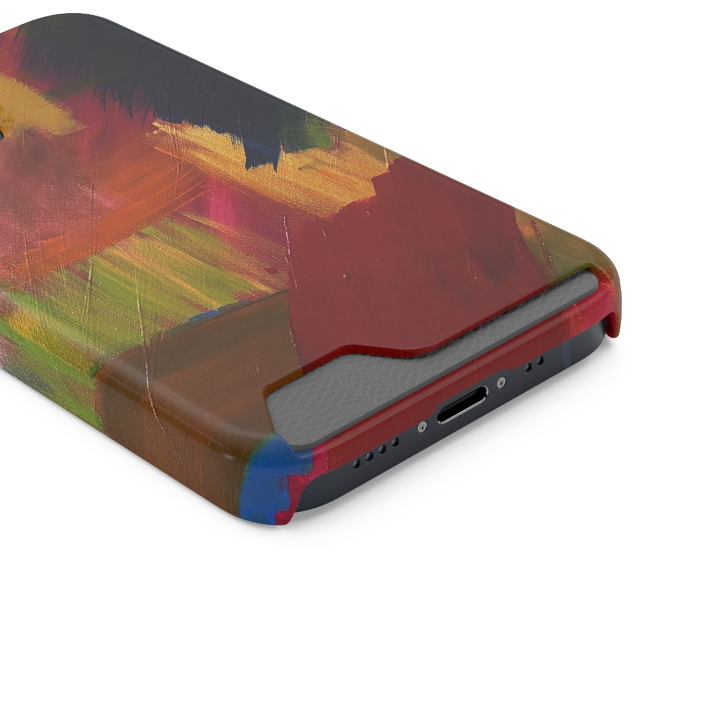 iPhone 13 and Samsung S21, S22 Cases with Card Holder Ft. Abstract Red
