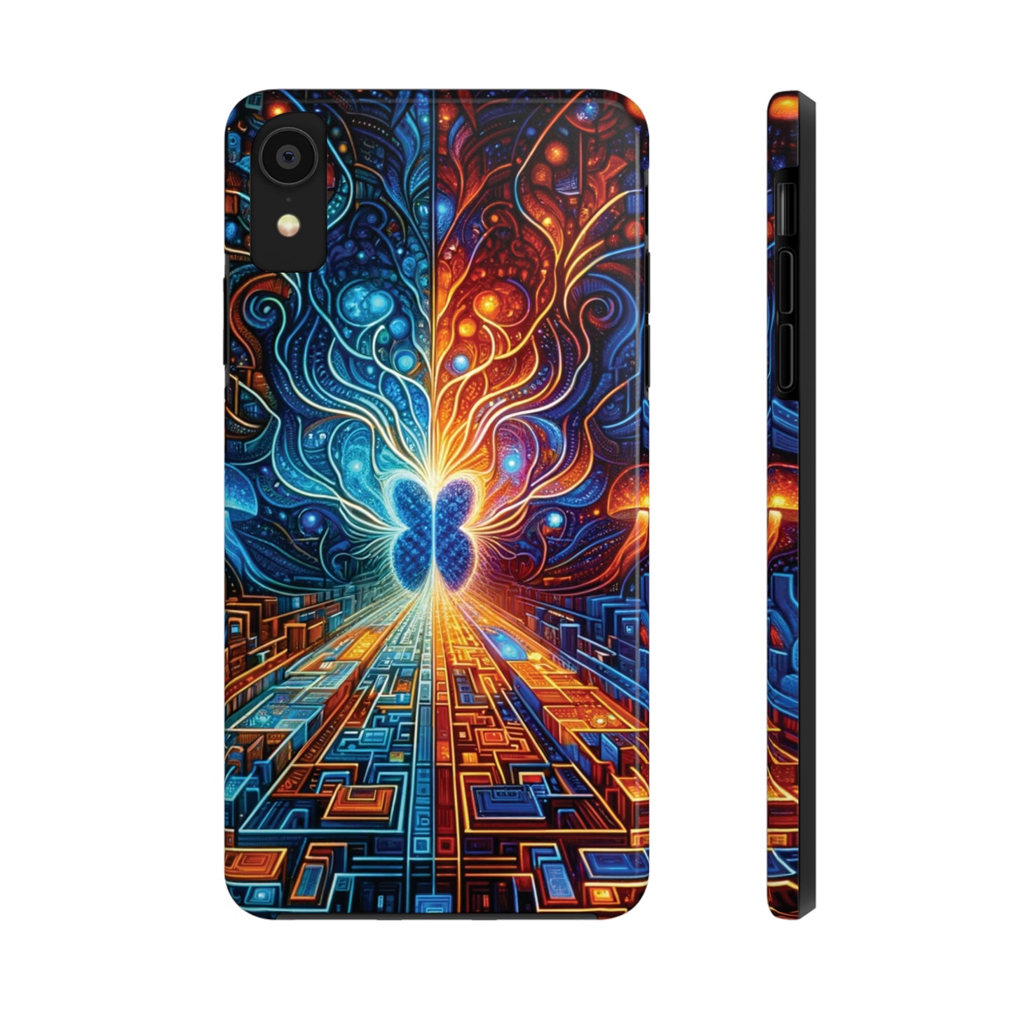 ToughDrop Apple iPhone Case Ft. Cyber Blue Butterfly