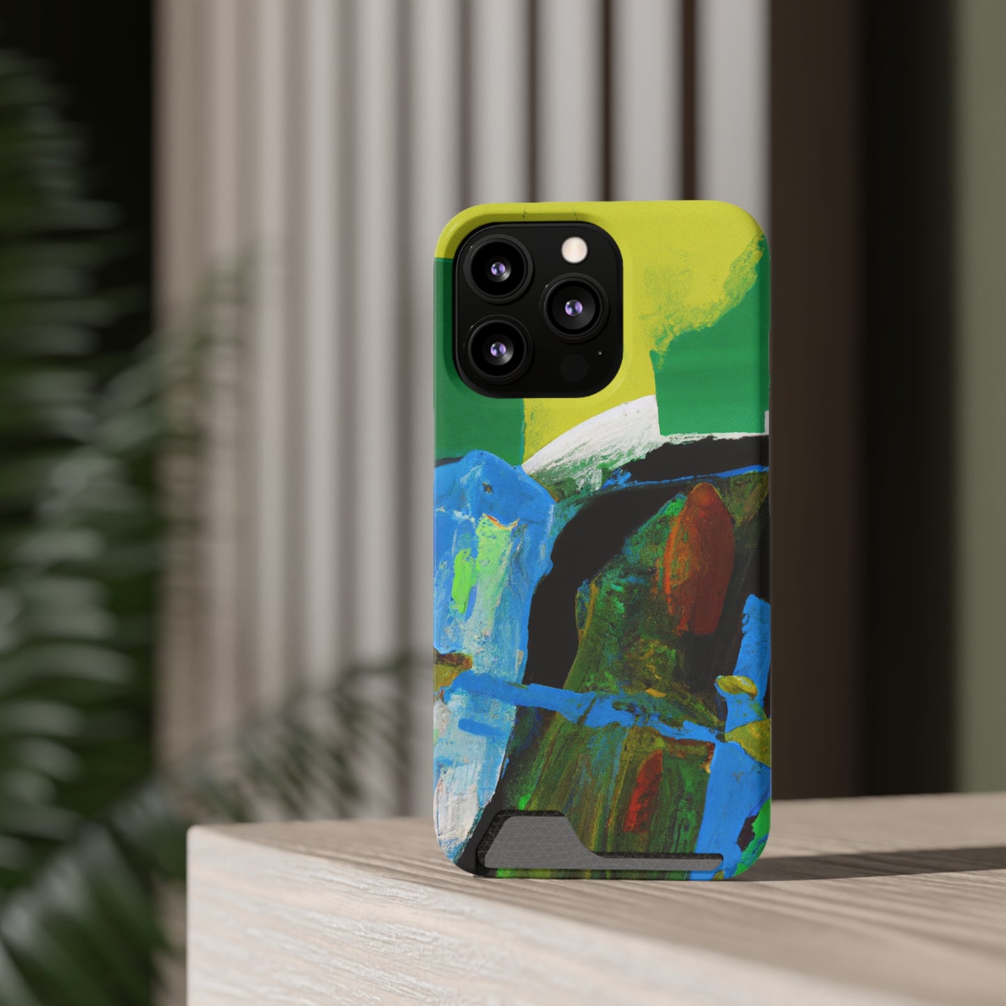 iPhone 13 and Samsung S21, S22 Cases with Card Holder Ft. Abstract River