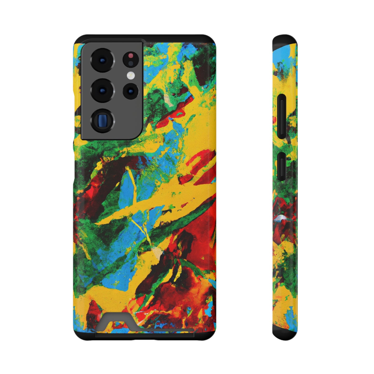iPhone and Samsung Cases with Card Holder Ft. Abstract Tropical