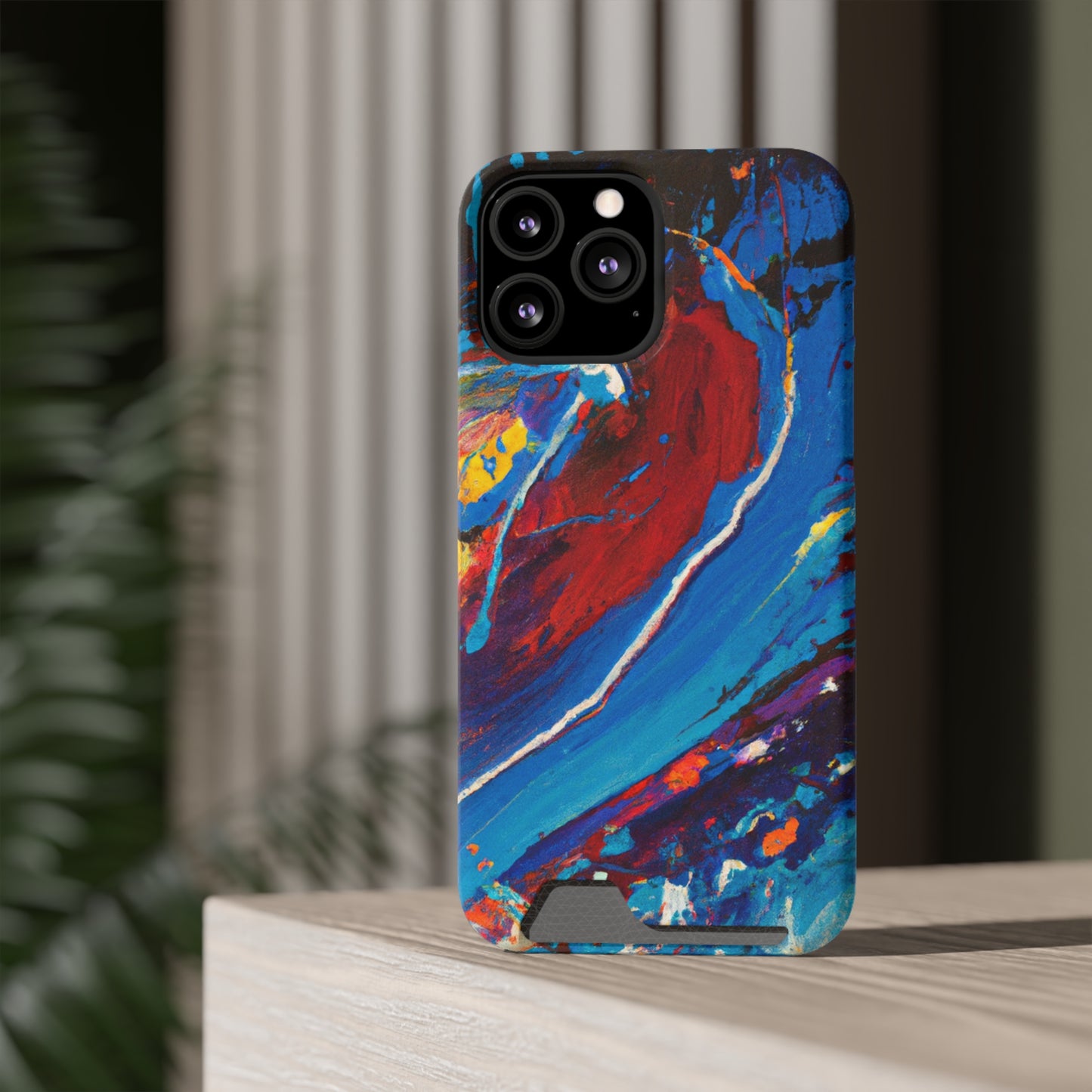 iPhone 13 and Samsung S21, S22 Cases with Card Holder Ft. Abstract Wave
