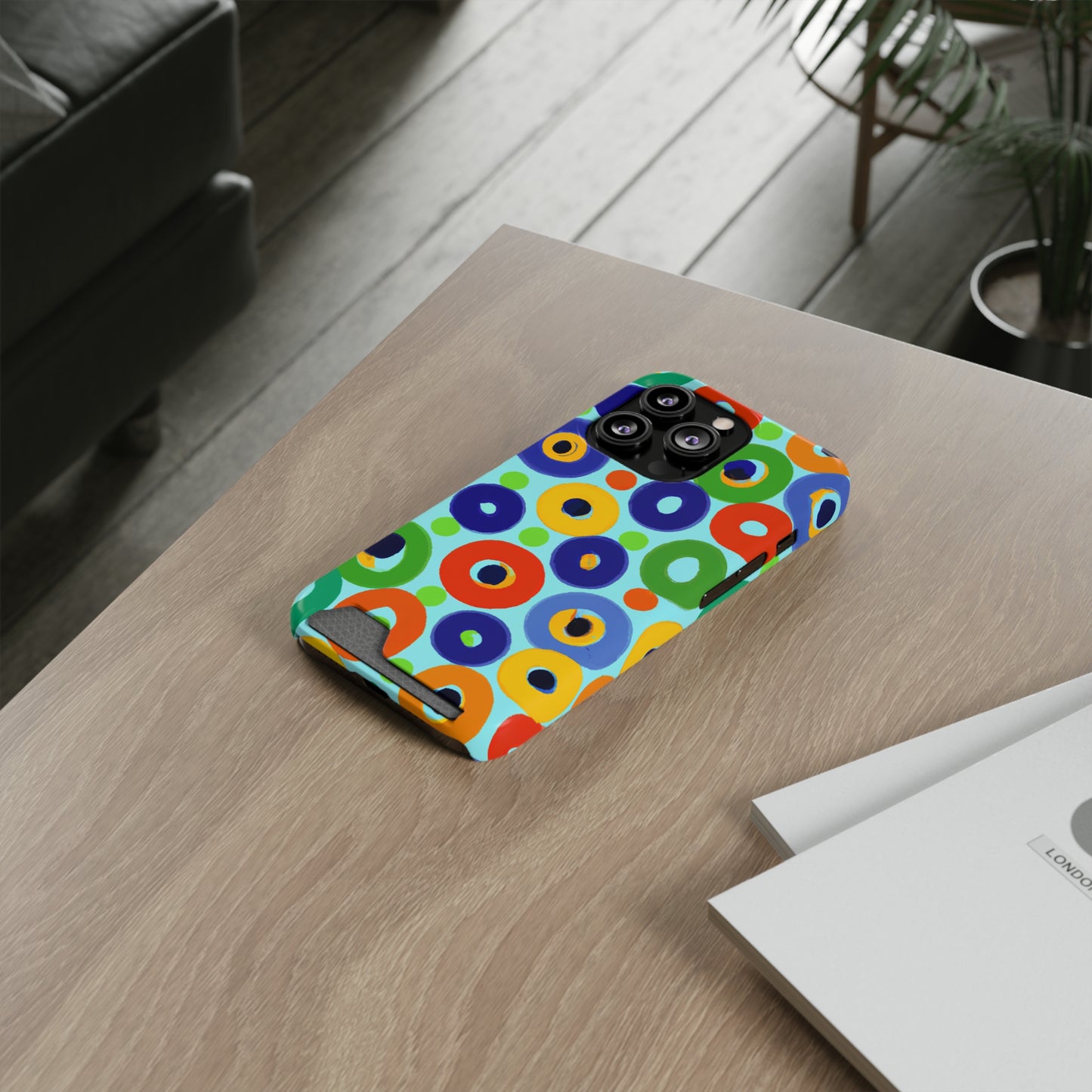 iPhone 13 and Samsung S21, S22 Cases with Card Holder Ft. Vivid Circles