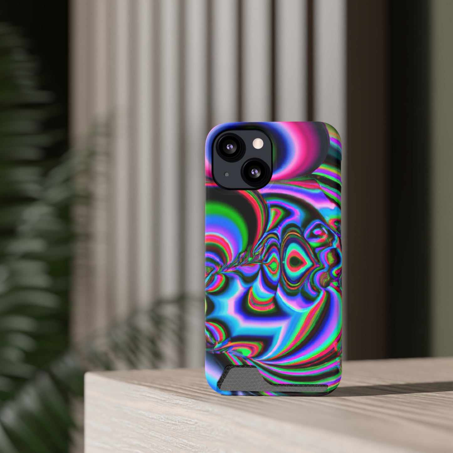 iPhone 13 and Samsung S21, S22 Cases with Card Holder Ft. Abstract Time