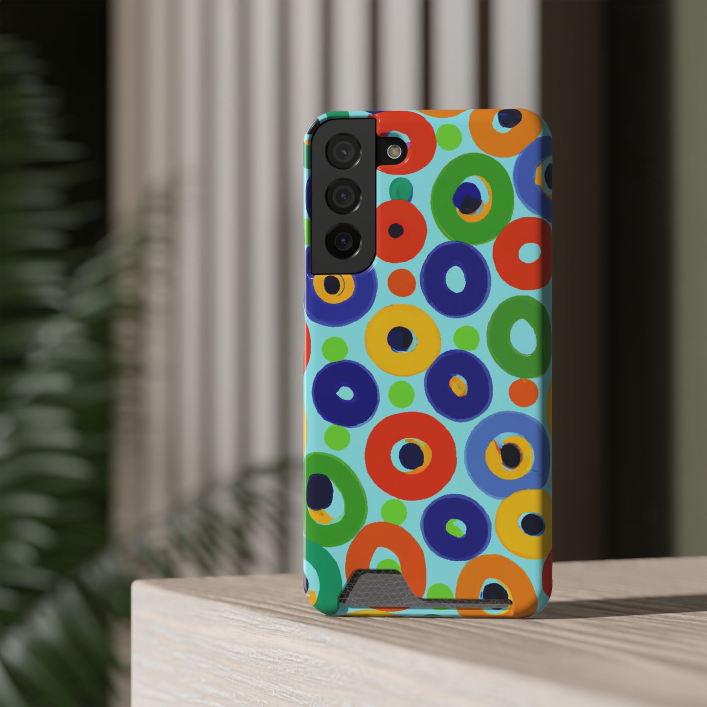 iPhone 13 and Samsung S21, S22 Cases with Card Holder Ft. Vivid Circles