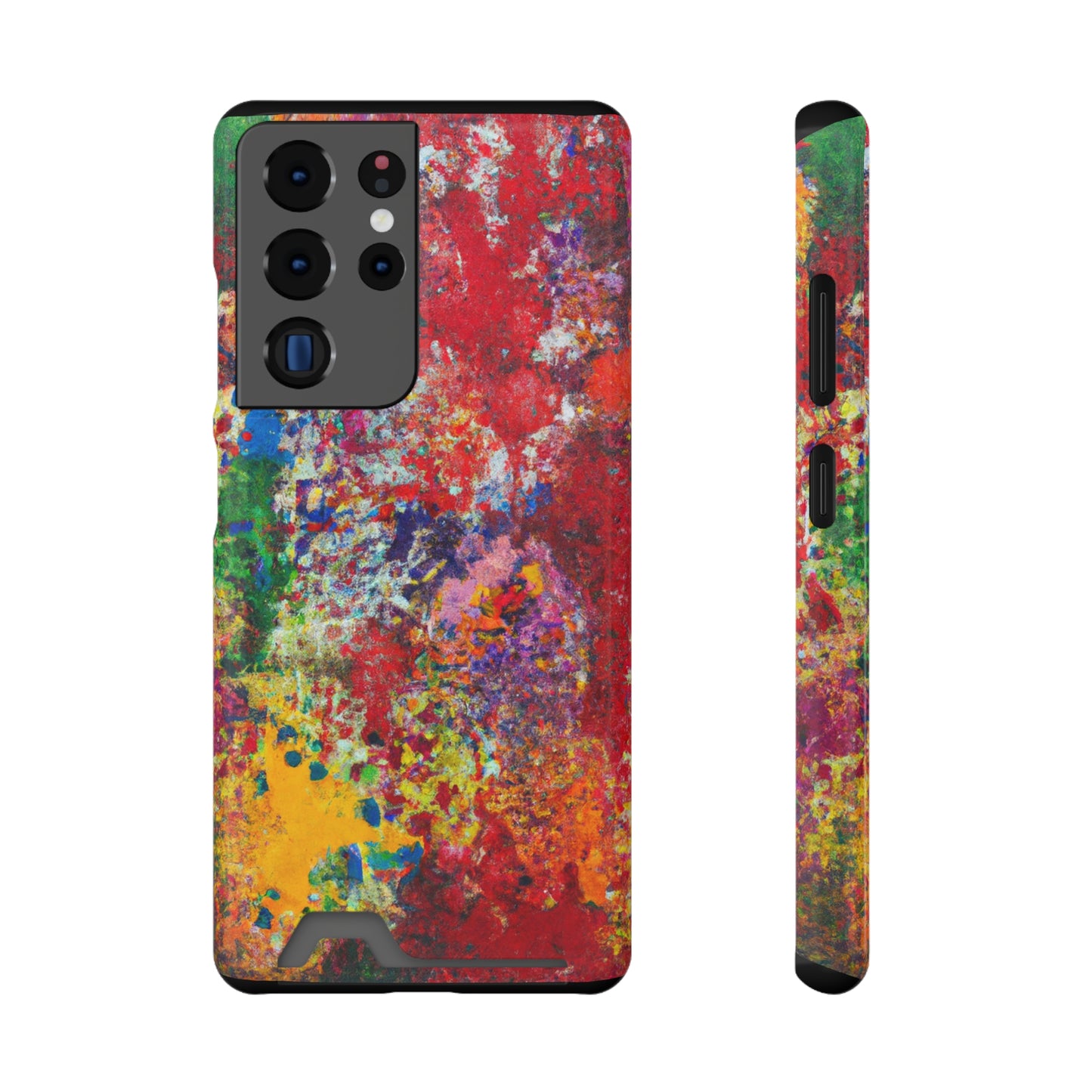 iPhone 13 and Samsung S21, S22 Cases with Card Holder Ft. Detailed Splats