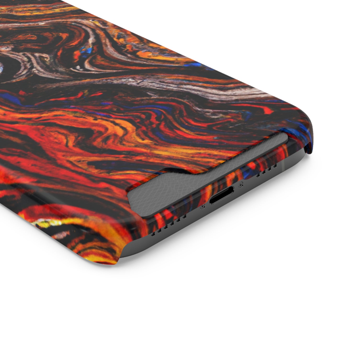 iPhone 13 and Samsung S21, S22 Cases with Card Holder Ft. Abstract Petrified Wood