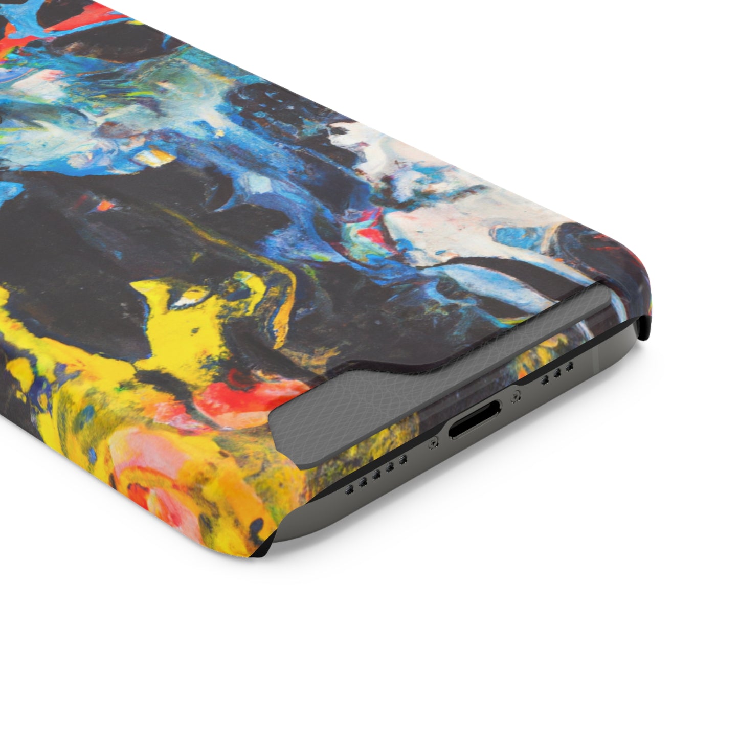 iPhone 13 or Samsung S21, S22 Case with Card Holder Ft. Blue Splat
