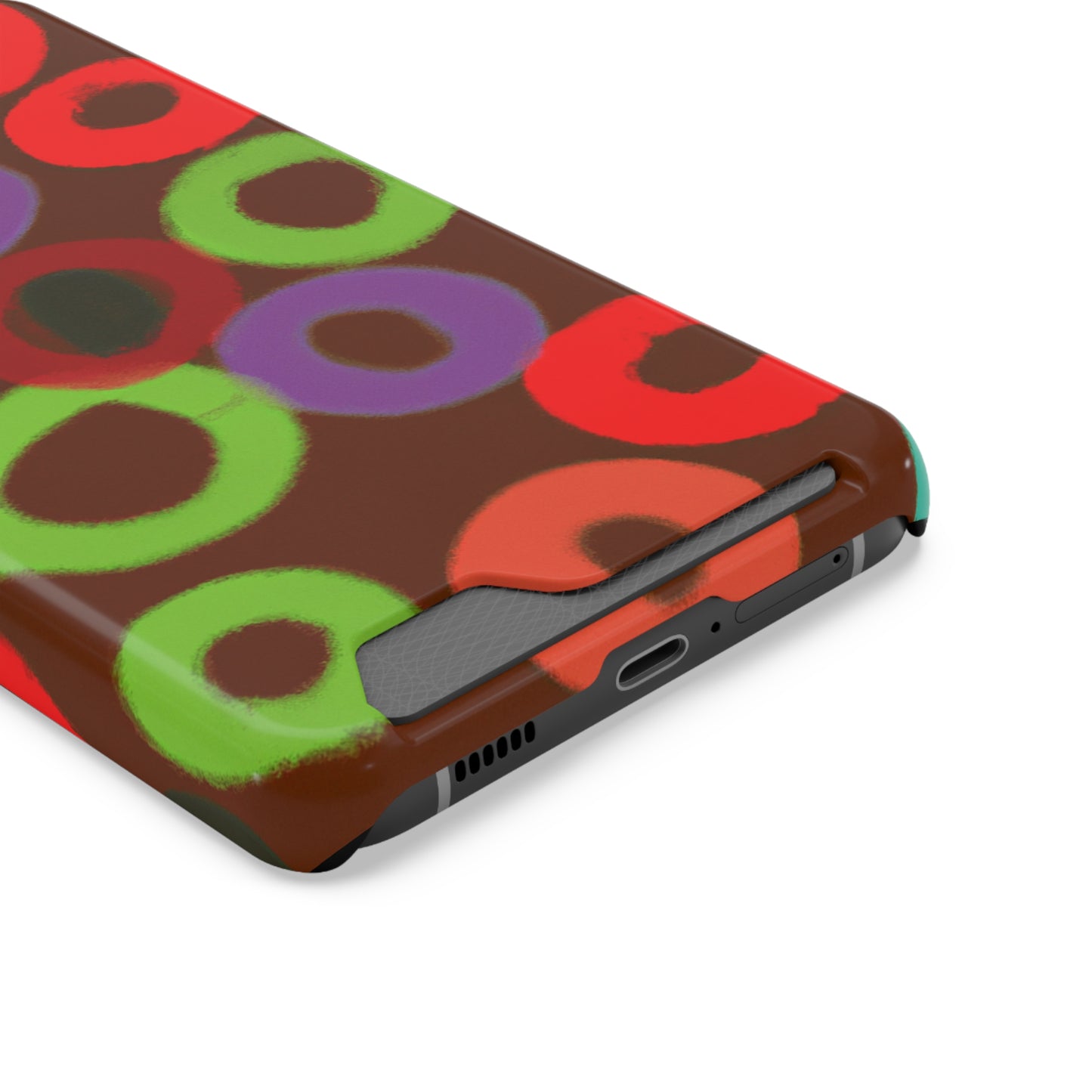 iPhone 13 and Samsung S21, S22 Cases with Card Holder Ft. Fruity Circles