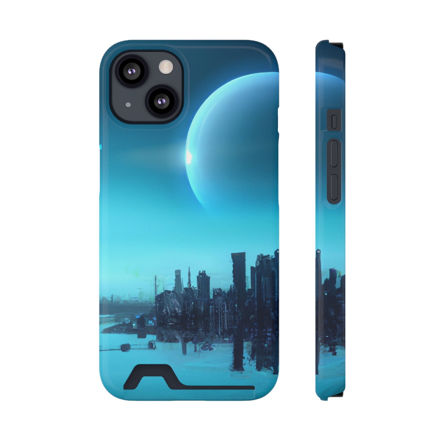 iPhone 13 and Samsung S21, S22 Cases with Card Holder Ft. Alien City