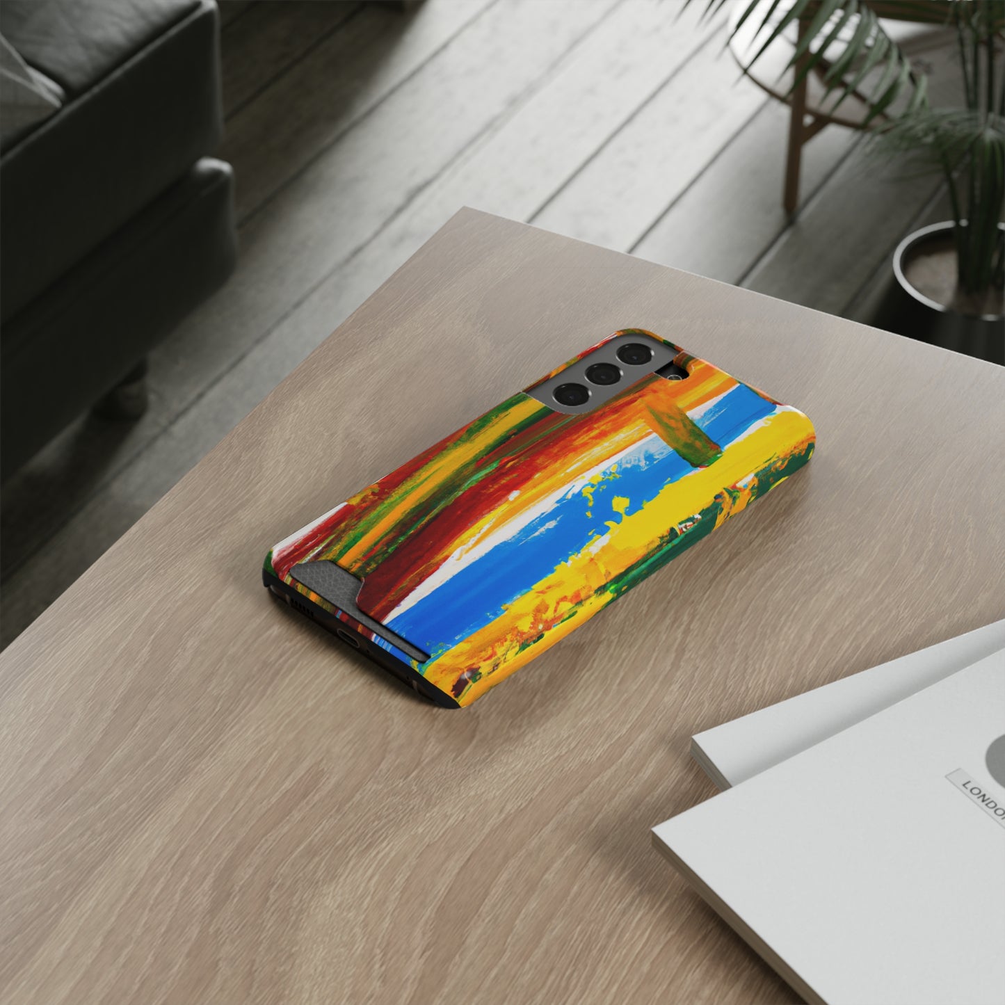 iPhone and Samsung Cases with Card Holder Ft. Abstract Boat