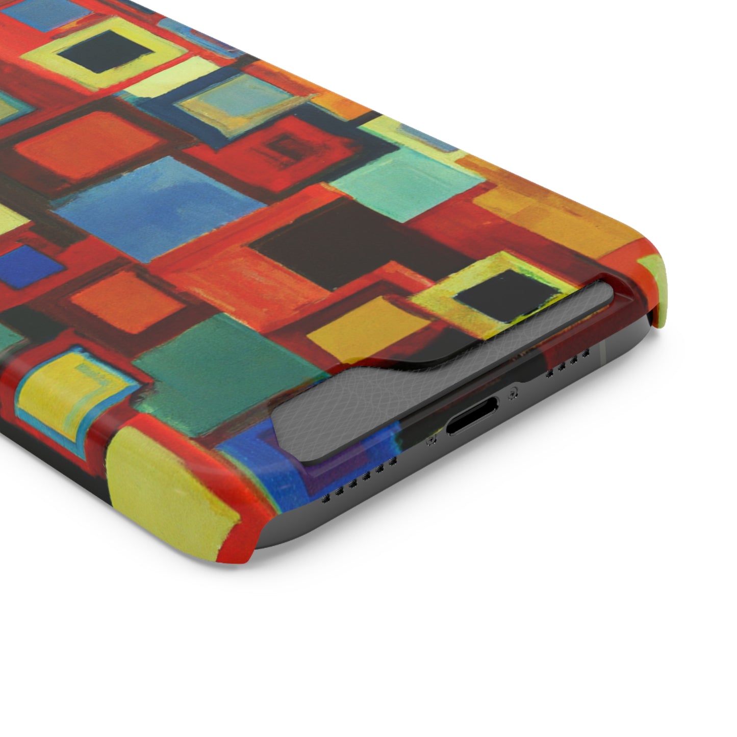 iPhone 13 and Samsung S21, S22 Cases with Card Holder Ft. Abstract Squares