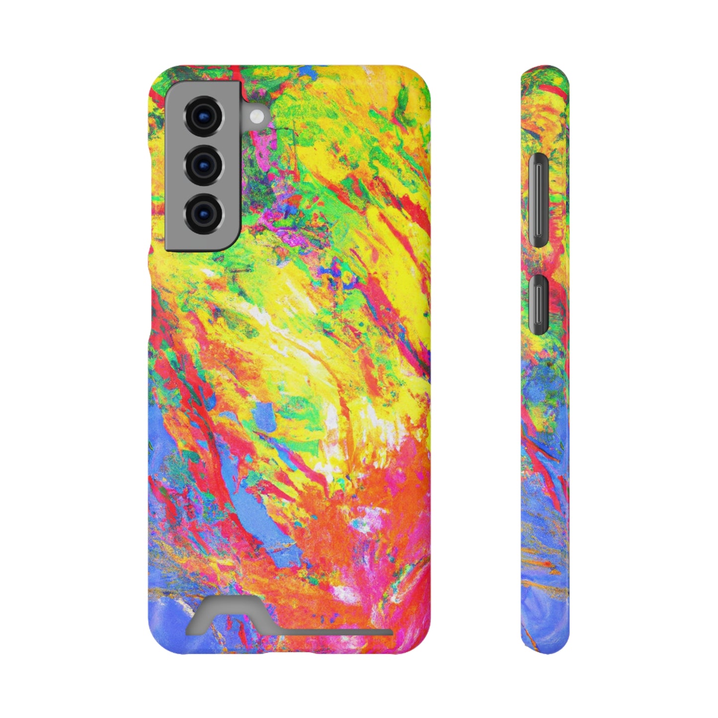 Abstract Sherbet: Phone case with card holder for iPhone 13 models and Samsung S21-S22 models