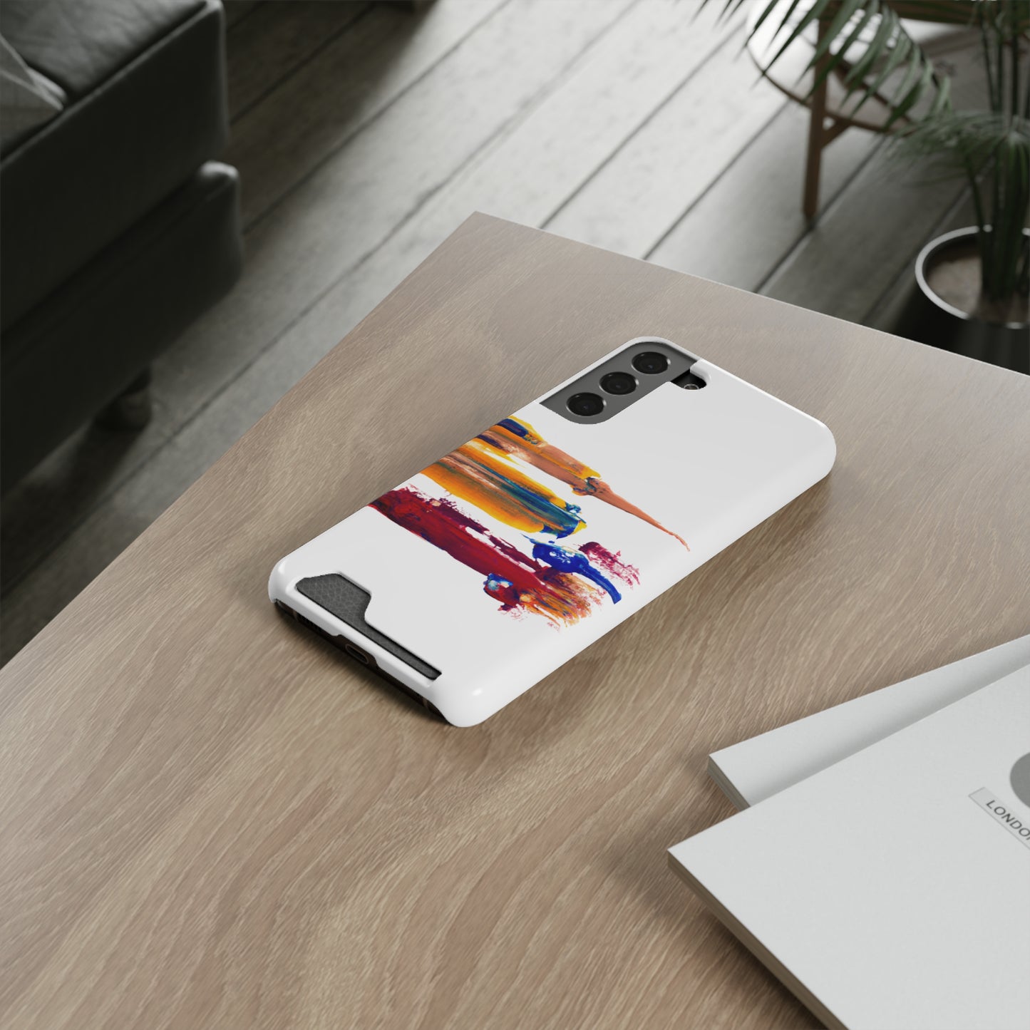 iPhone 13 and Samsung S21, S22 Cases with Card Holder Ft. Simple Strokes