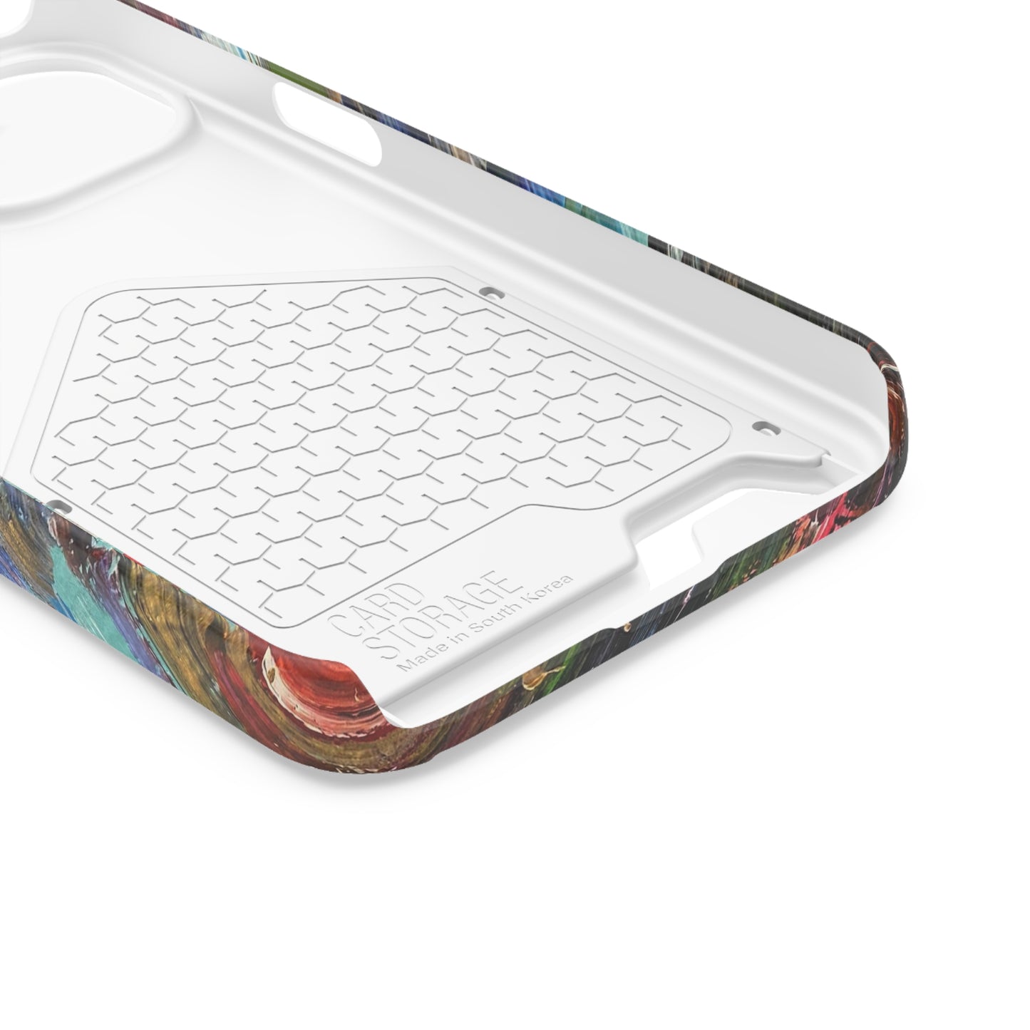 iPhone 13 and Samsung S21, S22 Cases with Card Holder Ft. Abstract Acrylic Feathers