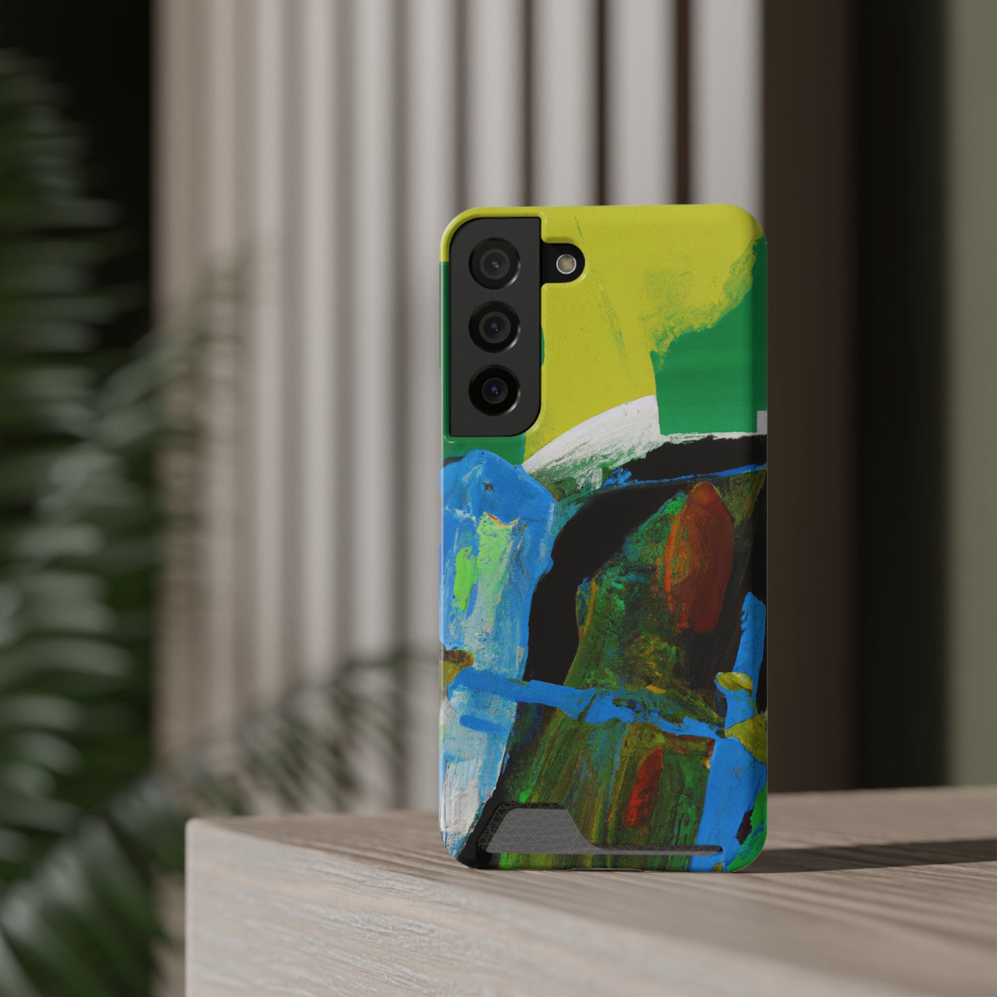 iPhone 13 and Samsung S21, S22 Cases with Card Holder Ft. Abstract River