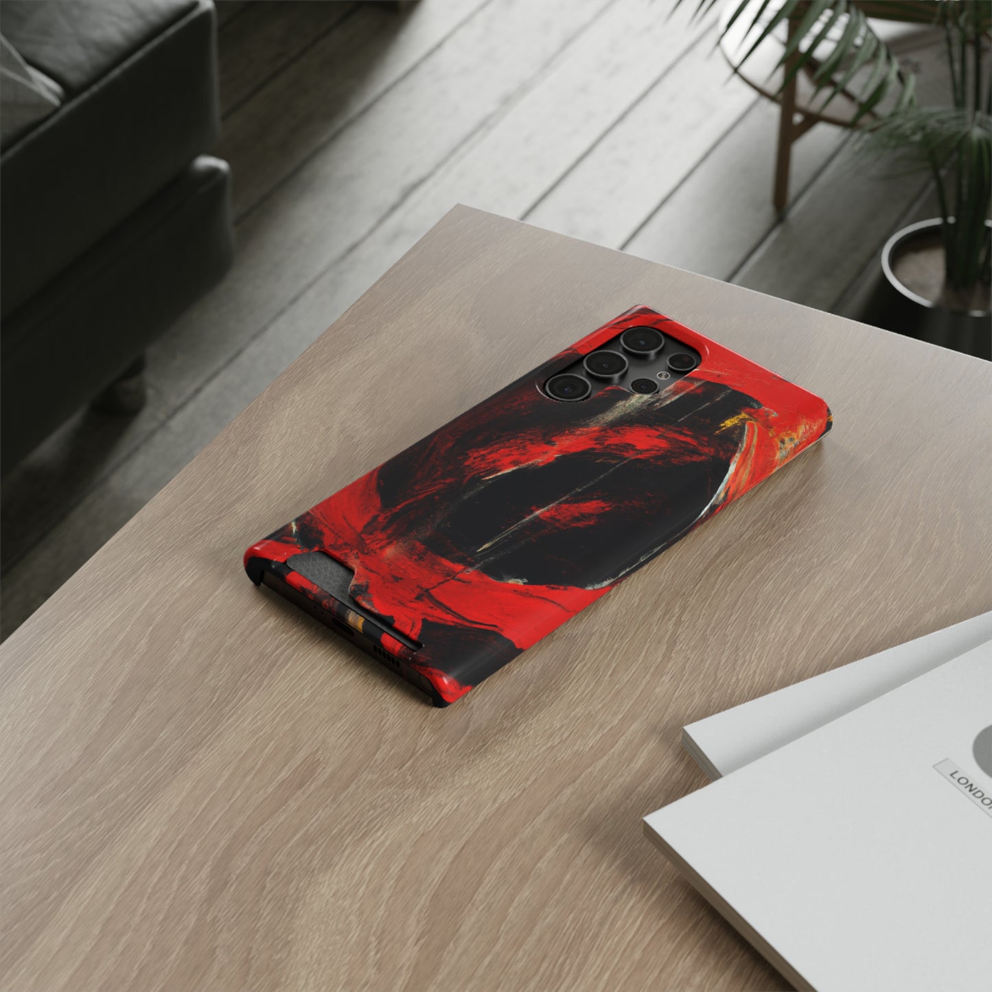 iPhone 13 and Samsung S21, S22 Cases with Card Holder Ft. Abstract Zero