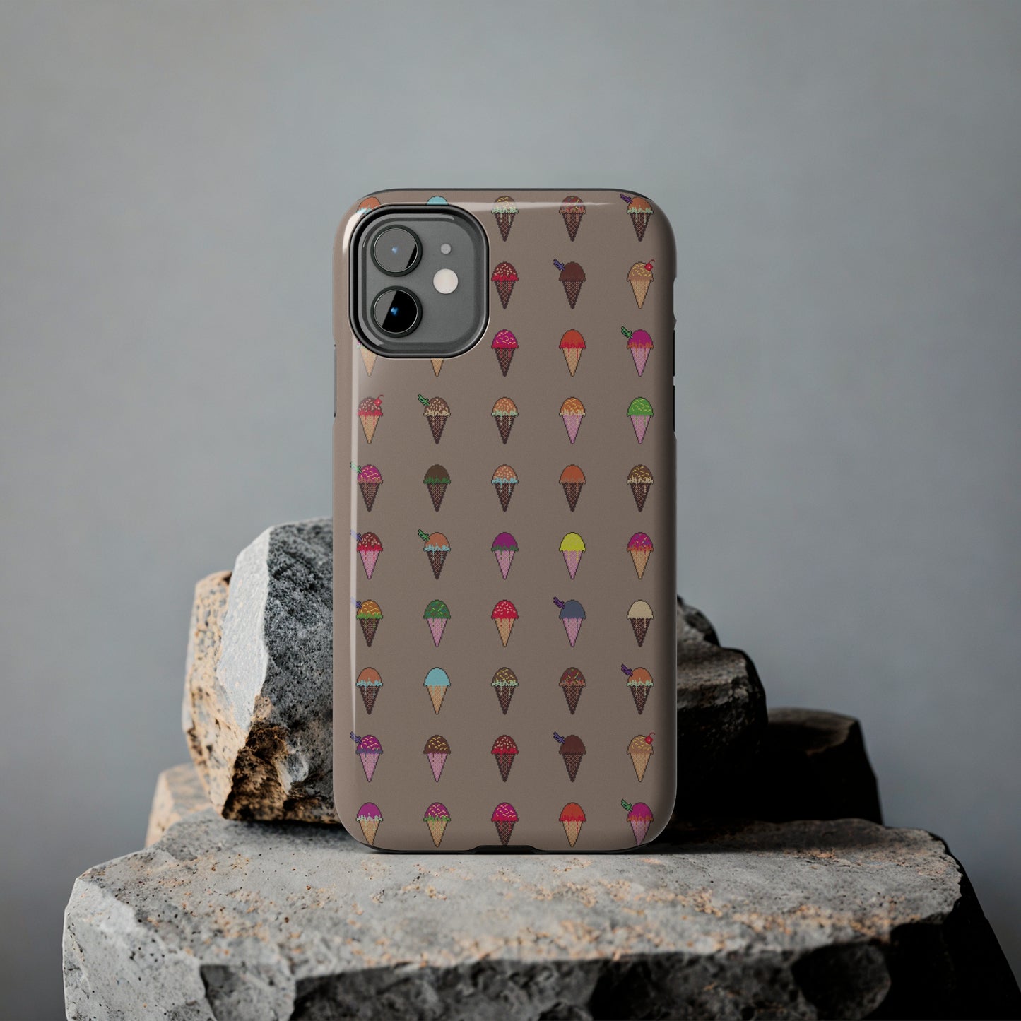 Tough Apple iPhone Case Ft. Pixel Ice Cream Cones