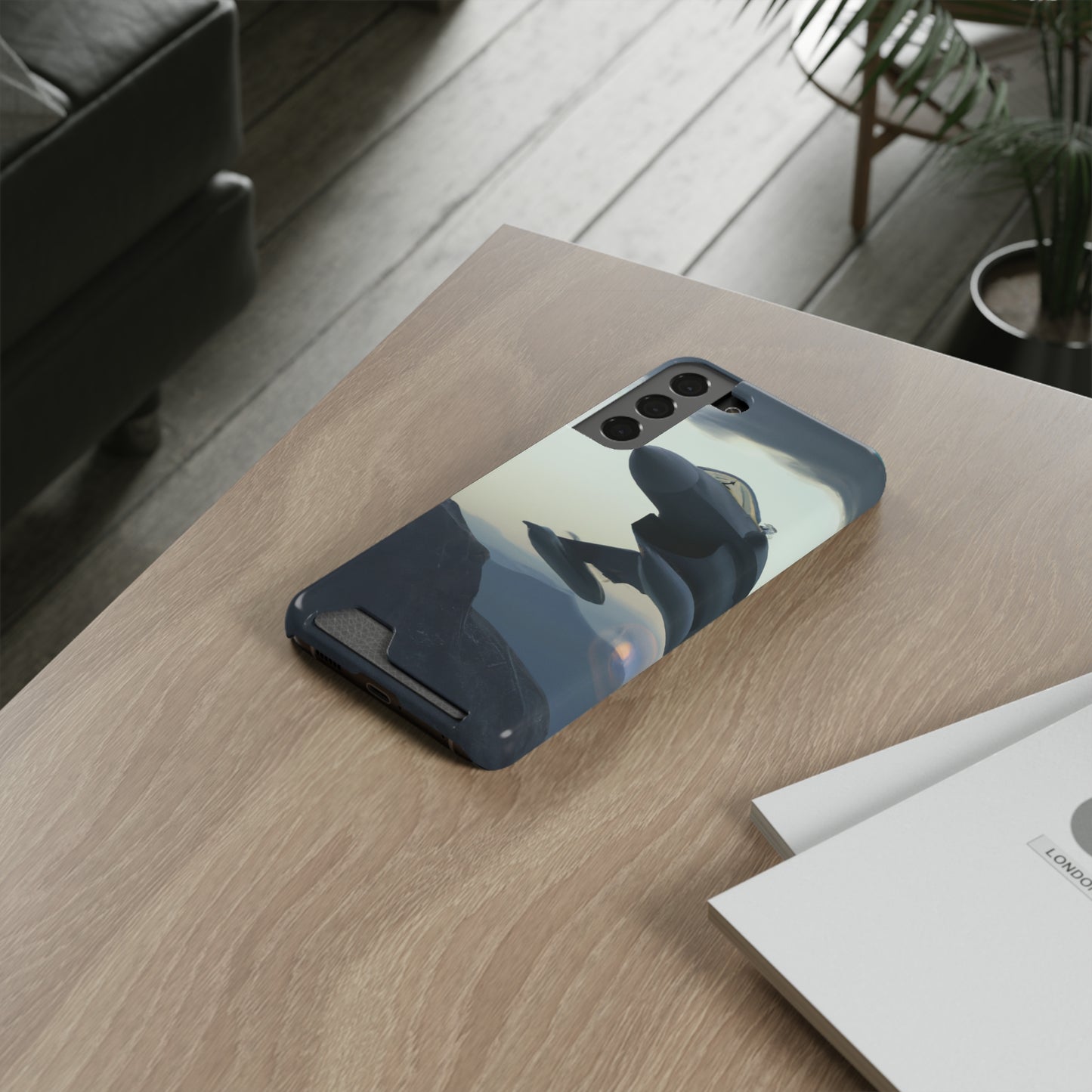 iPhone 13 and Samsung S21, S22 Cases with Card Holder Ft. Fighter Jet