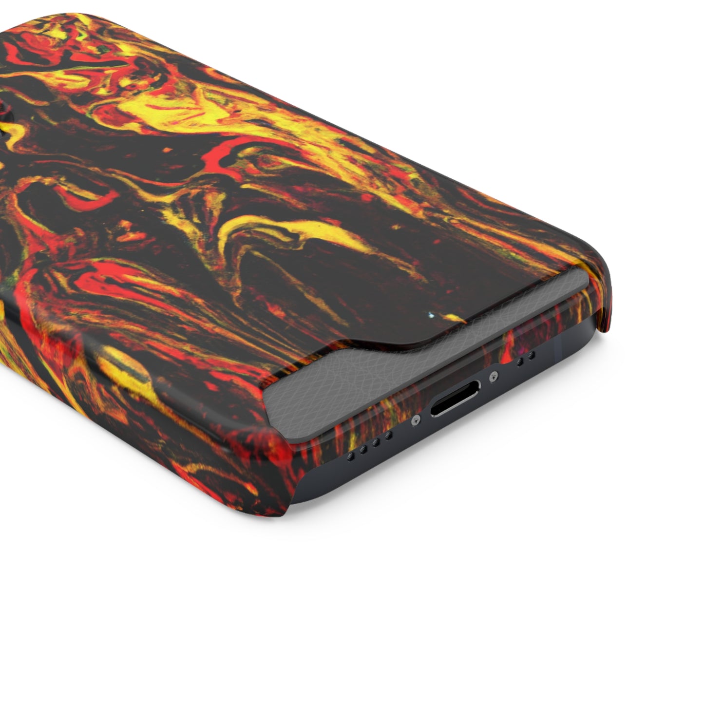 iPhone 13 and Samsung S21, S22 Cases with Card Holder Ft. Abstract Black and Yellow