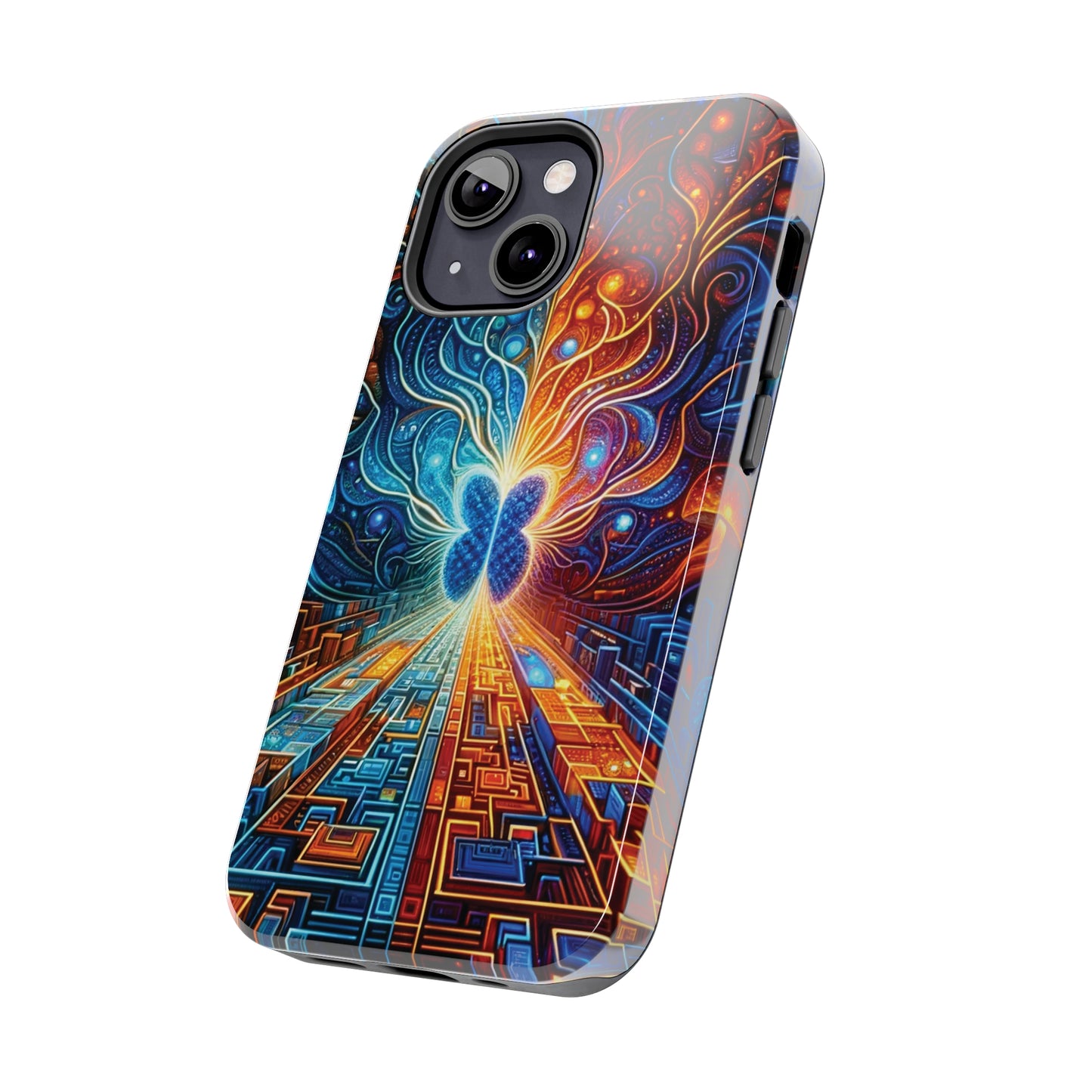 ToughDrop Apple iPhone Case Ft. Cyber Blue Butterfly
