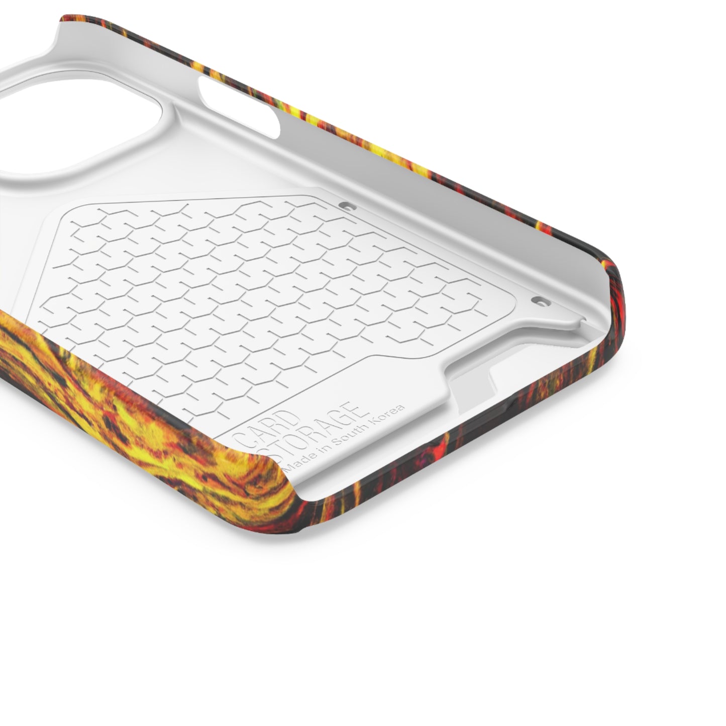 iPhone 13 and Samsung S21, S22 Cases with Card Holder Ft. Abstract Black and Yellow