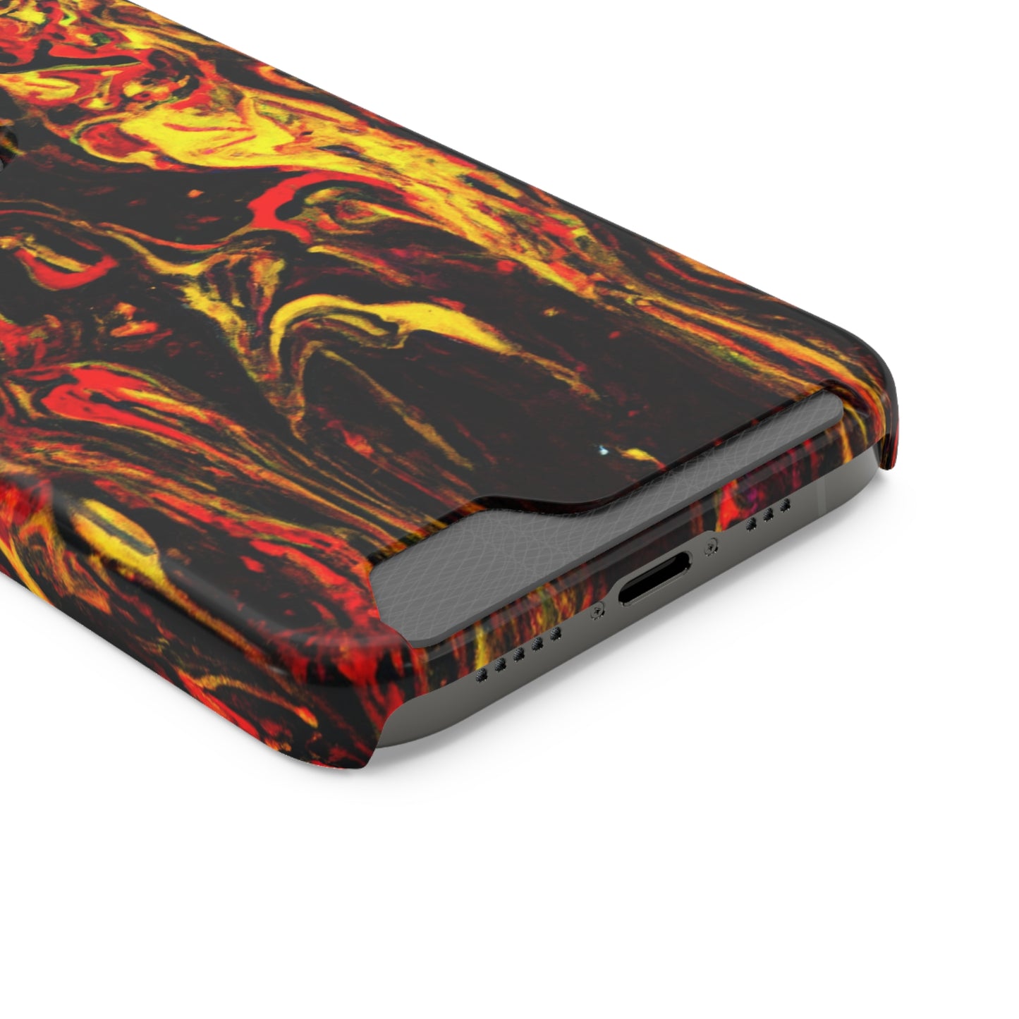 iPhone 13 and Samsung S21, S22 Cases with Card Holder Ft. Abstract Black and Yellow