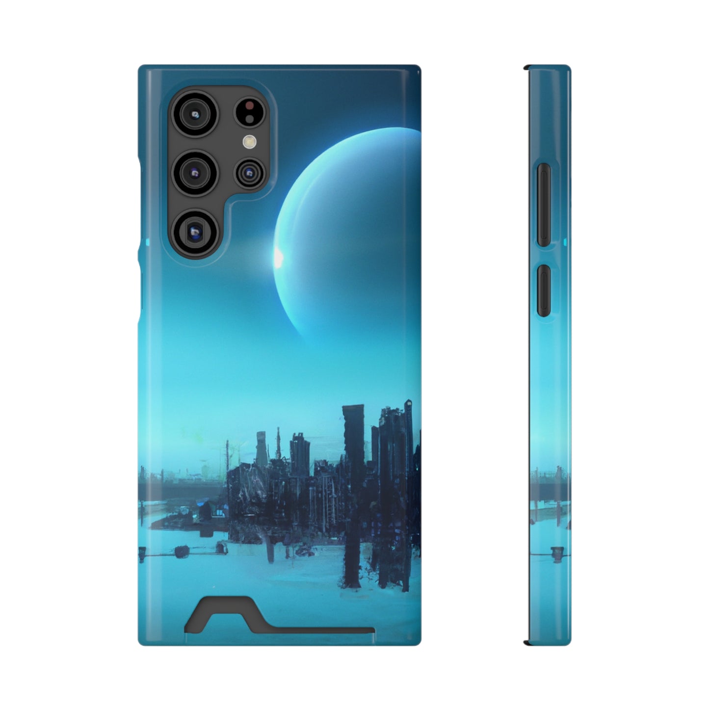 iPhone 13 and Samsung S21, S22 Cases with Card Holder Ft. Alien City