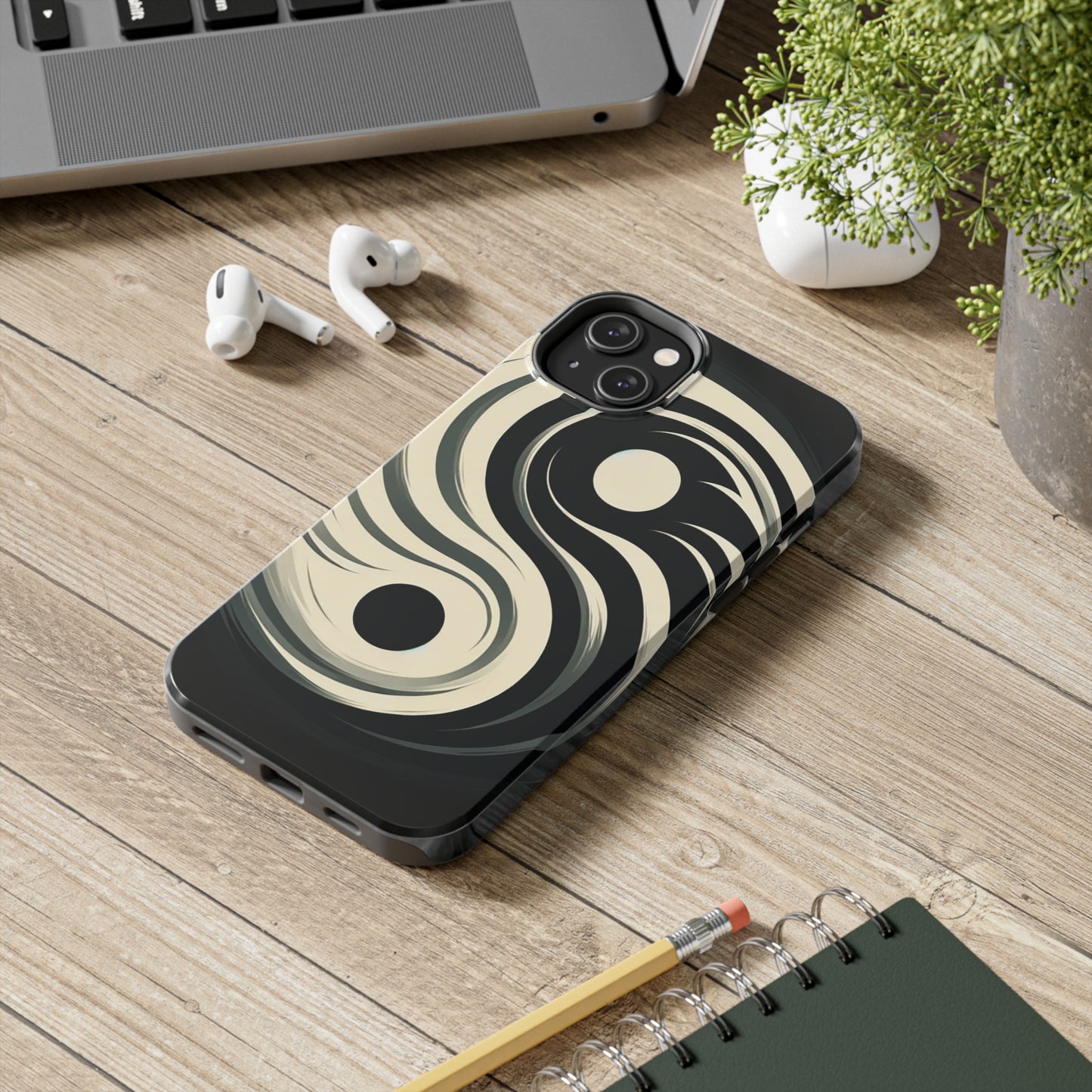 ToughDrop Apple iPhone Case Ft. Monotone Yin Yang