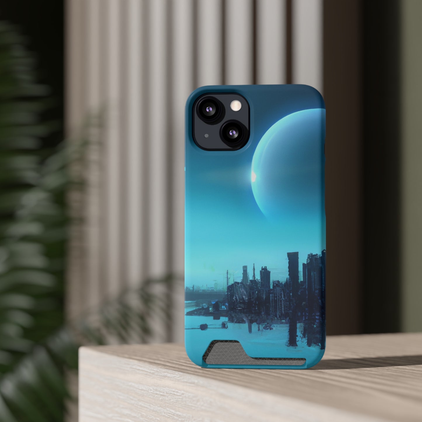 iPhone 13 and Samsung S21, S22 Cases with Card Holder Ft. Alien City