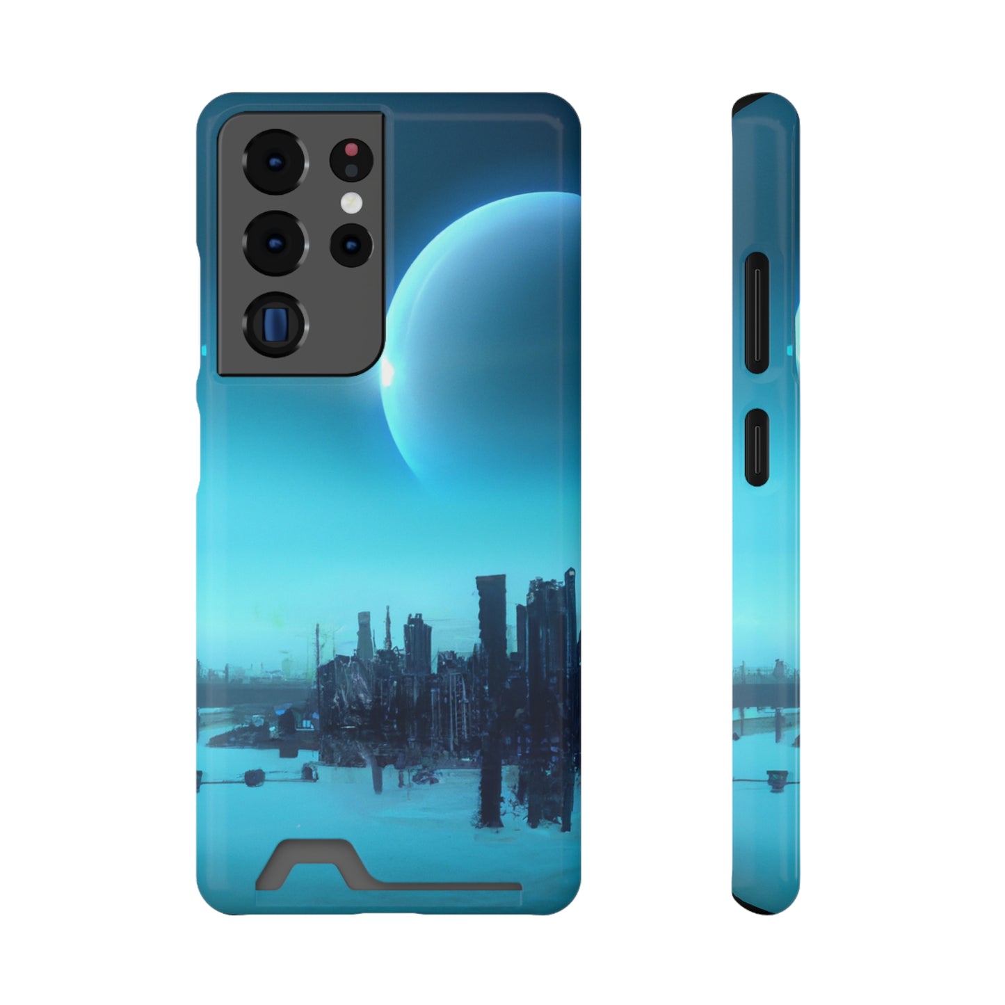 iPhone 13 and Samsung S21, S22 Cases with Card Holder Ft. Alien City