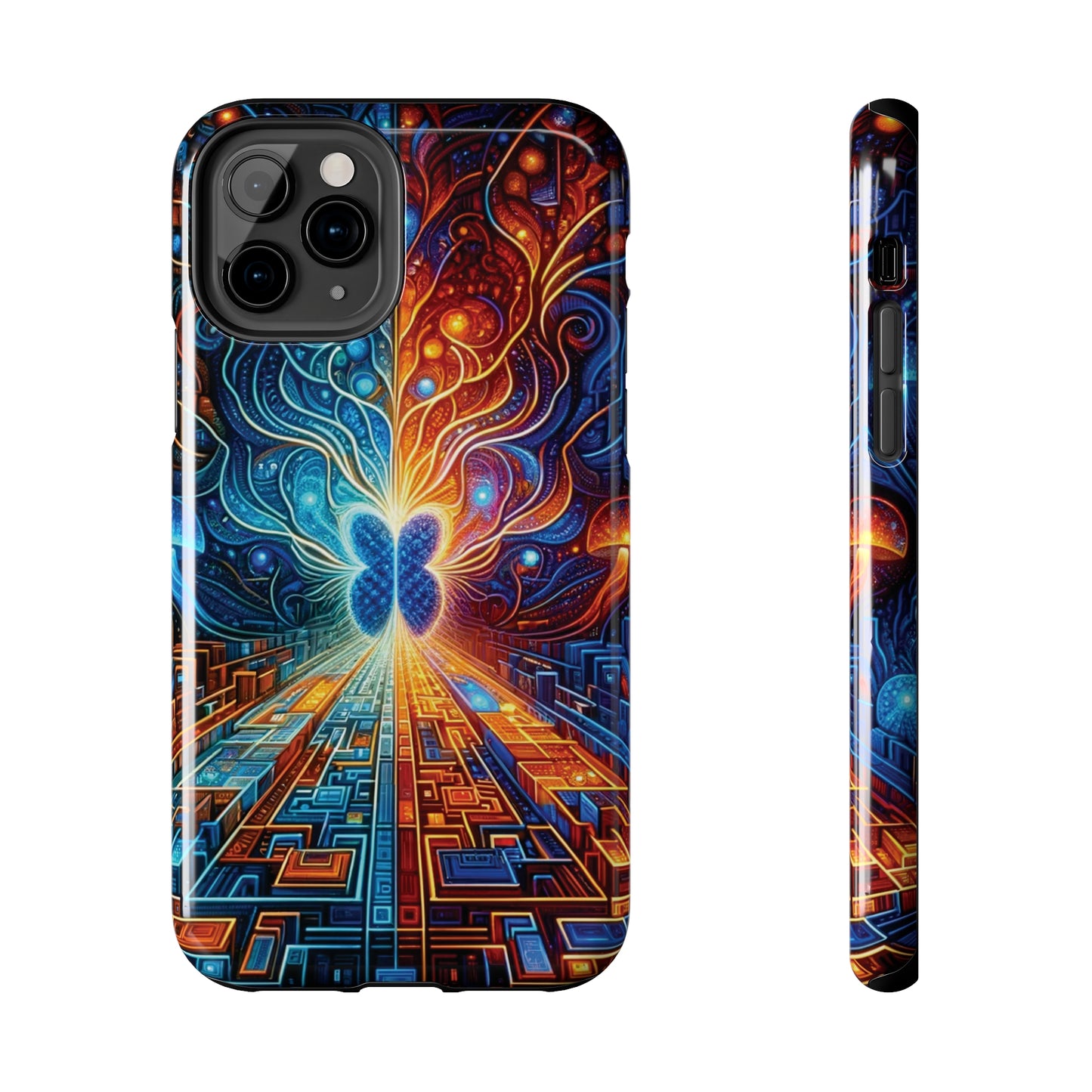 ToughDrop Apple iPhone Case Ft. Cyber Blue Butterfly