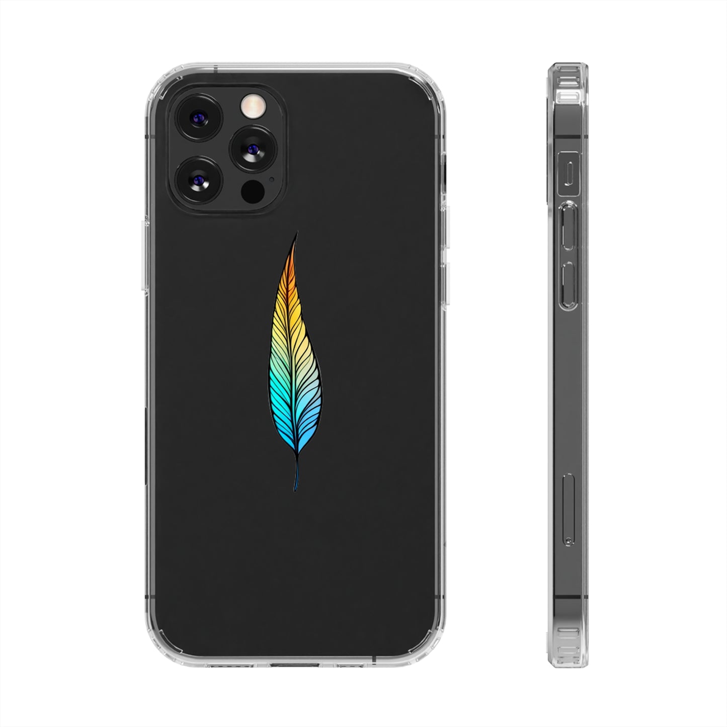 Clear Hard Plastic Phone Case for iPhone 1-14 and Samsung S21-S22 Ft. Single Feather