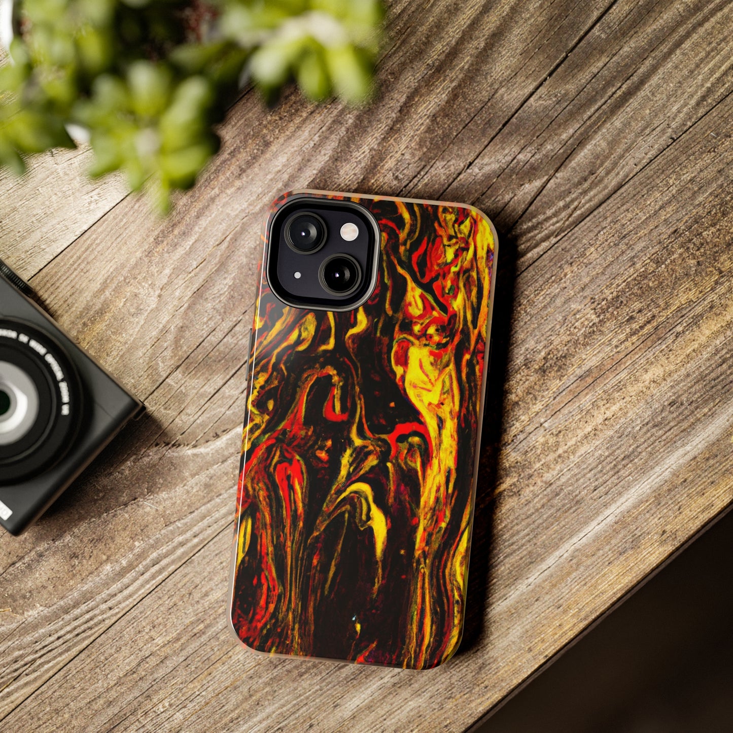 Tough Apple iPhone Case Ft. Abstract Black and Yellow