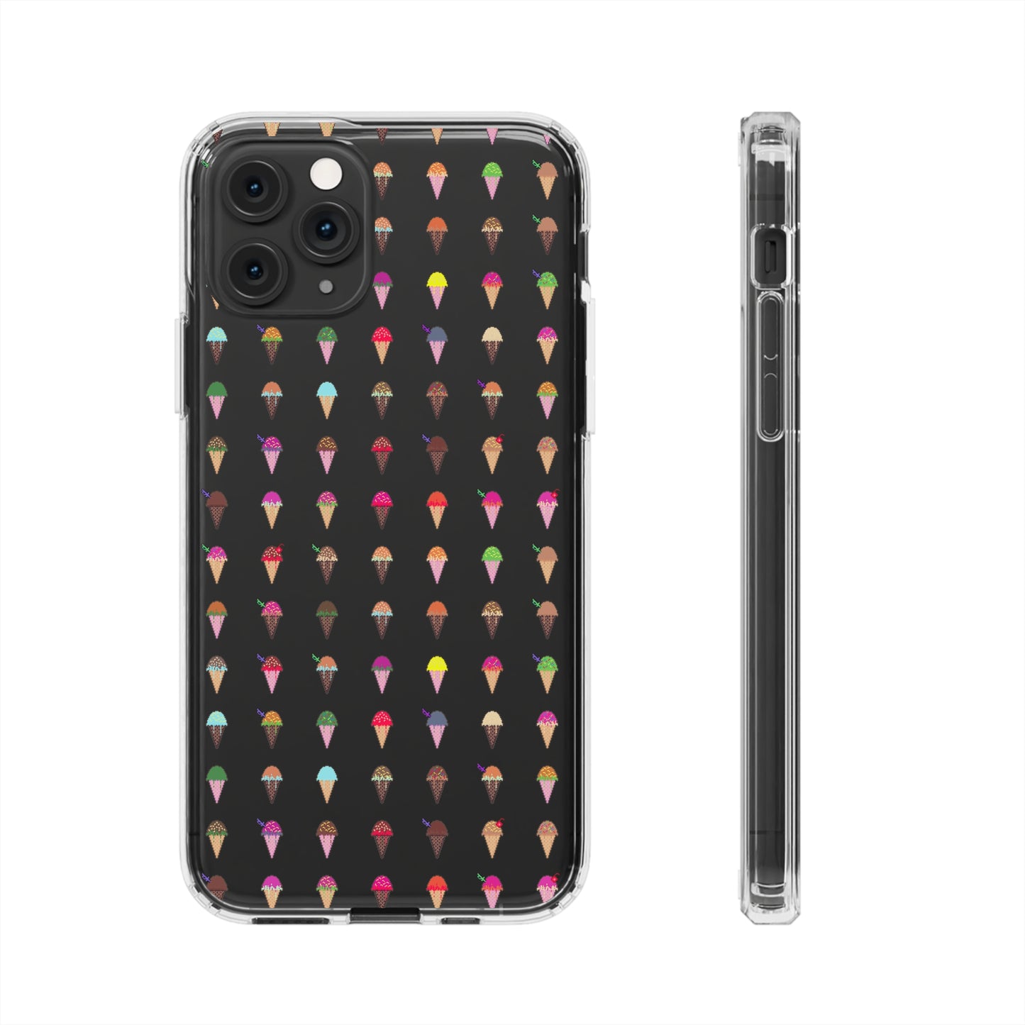 Clear Hard Case for iPhone 1-14 and Samsung S21-S22, Featuring Pixel Cones