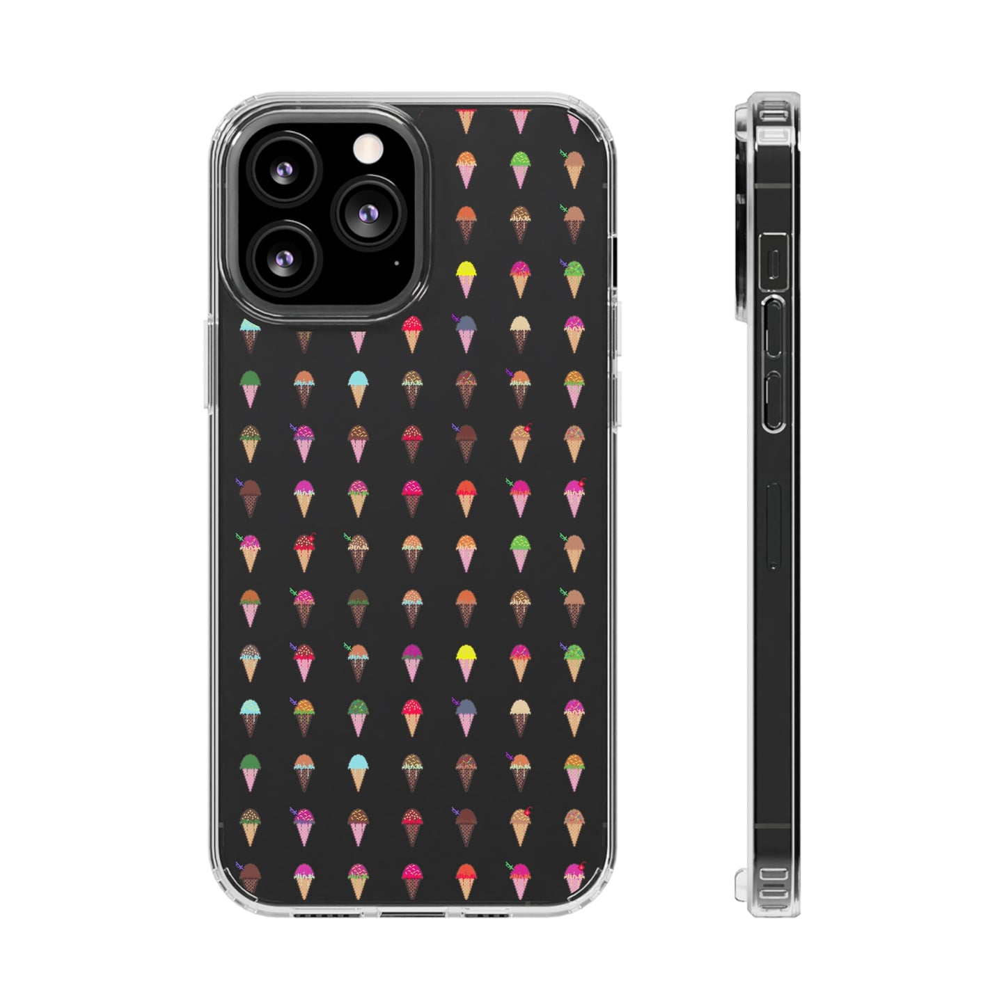 Clear Hard Case for iPhone 1-14 and Samsung S21-S22, Featuring Pixel Cones