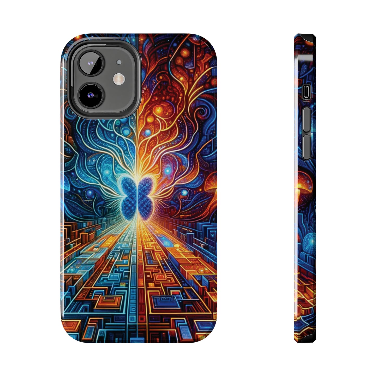 ToughDrop Apple iPhone Case Ft. Cyber Blue Butterfly