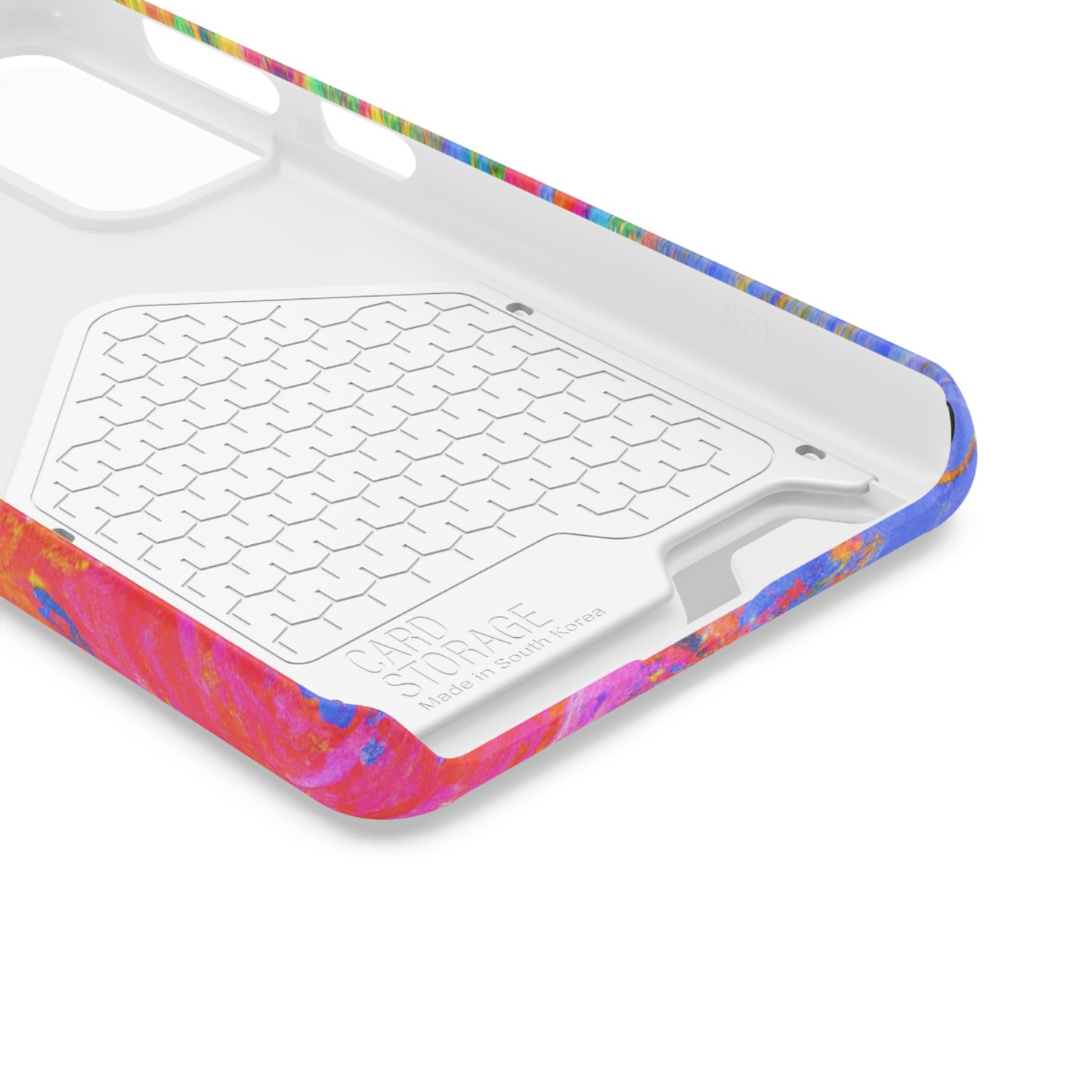 Abstract Sherbet: Phone case with card holder for iPhone 13 models and Samsung S21-S22 models