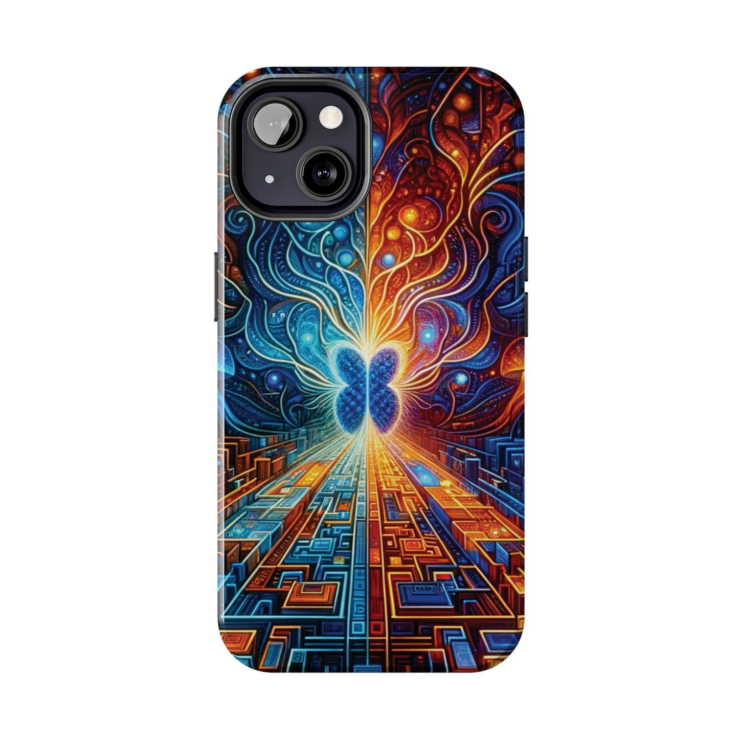 ToughDrop Apple iPhone Case Ft. Cyber Blue Butterfly