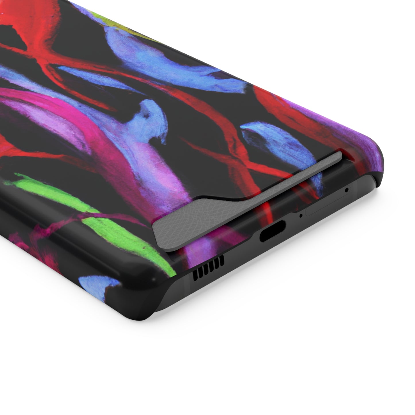 iPhone 13 and Samsung S21, S22 Cases with Card Holder Ft. Abstract Tulips