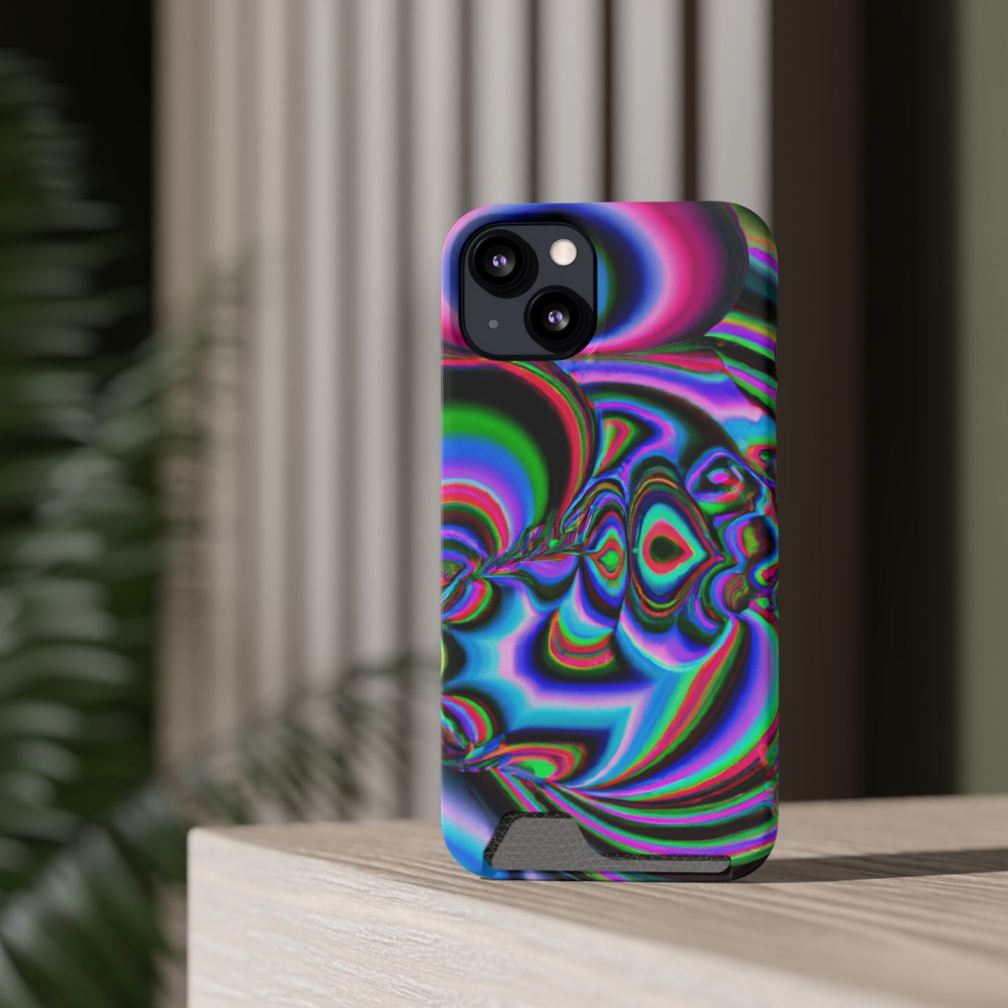 iPhone 13 and Samsung S21, S22 Cases with Card Holder Ft. Abstract Time