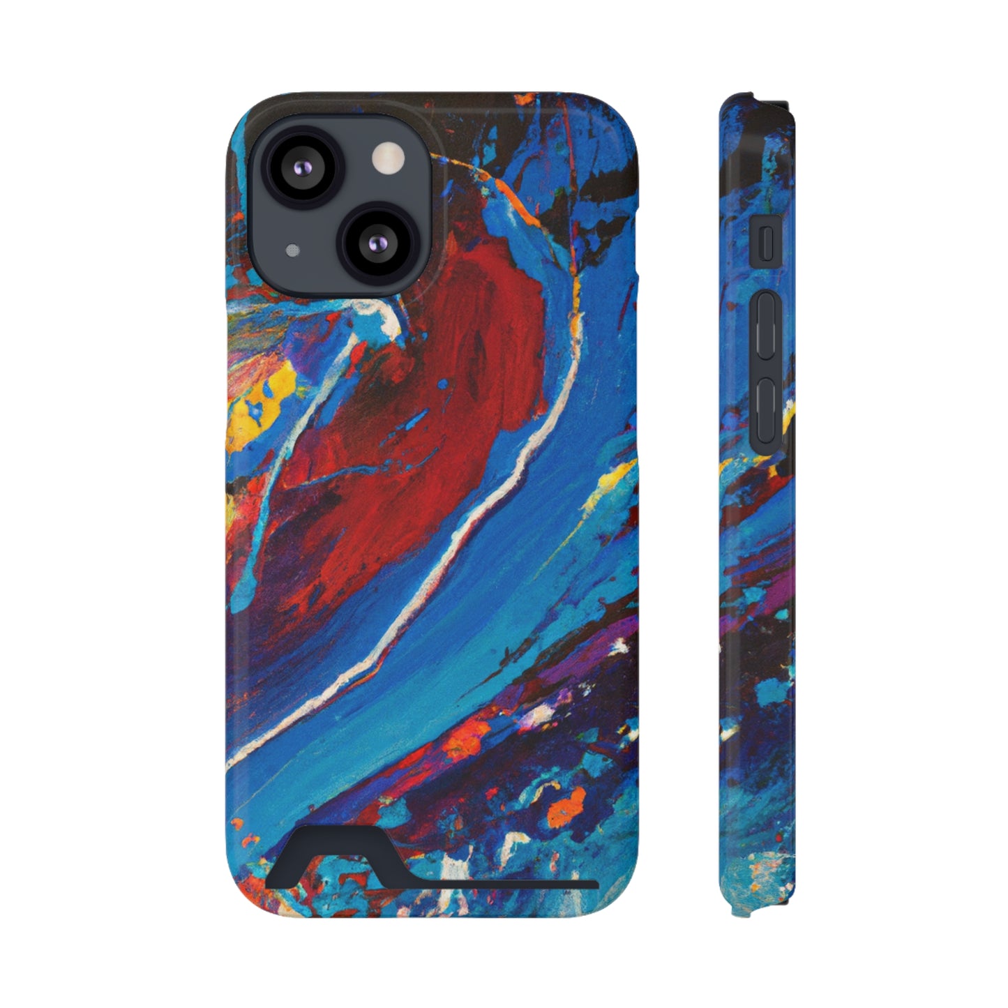 iPhone 13 and Samsung S21, S22 Cases with Card Holder Ft. Abstract Wave