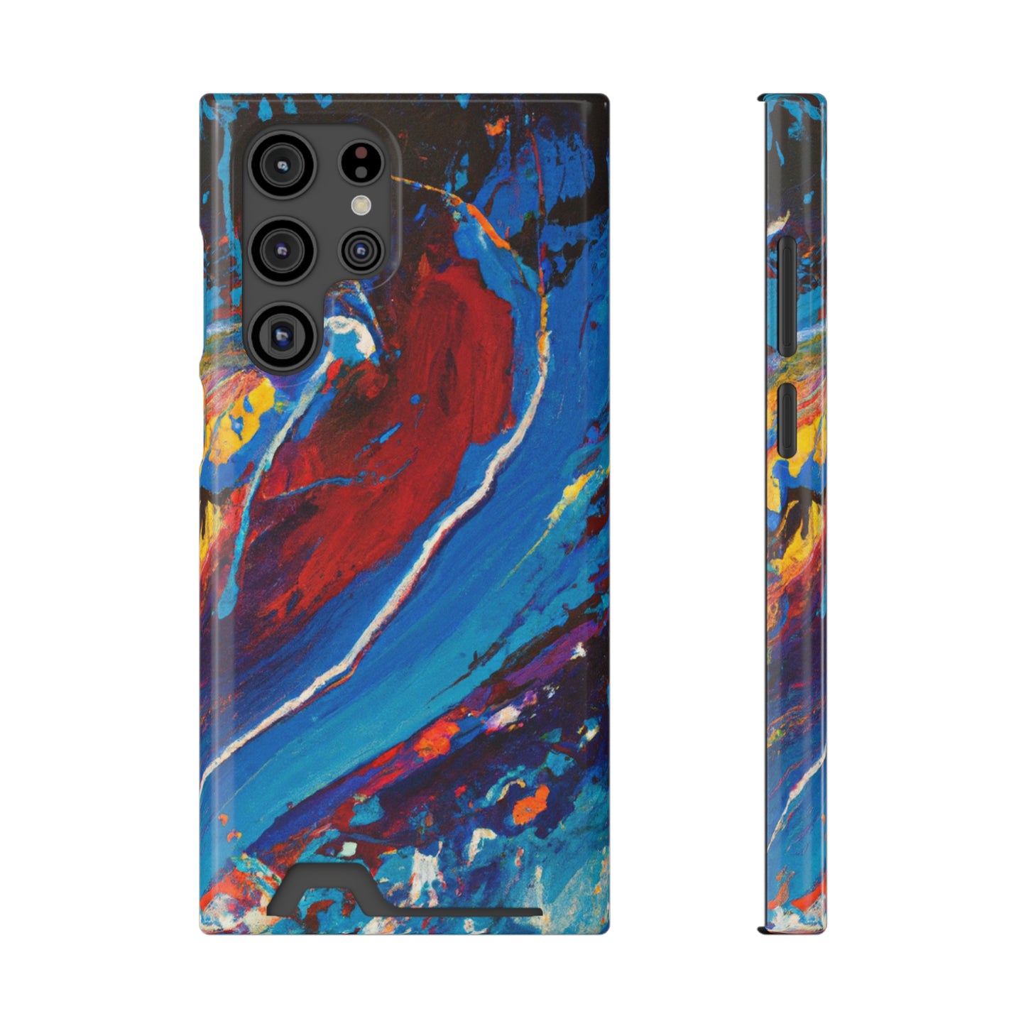 iPhone 13 and Samsung S21, S22 Cases with Card Holder Ft. Abstract Wave