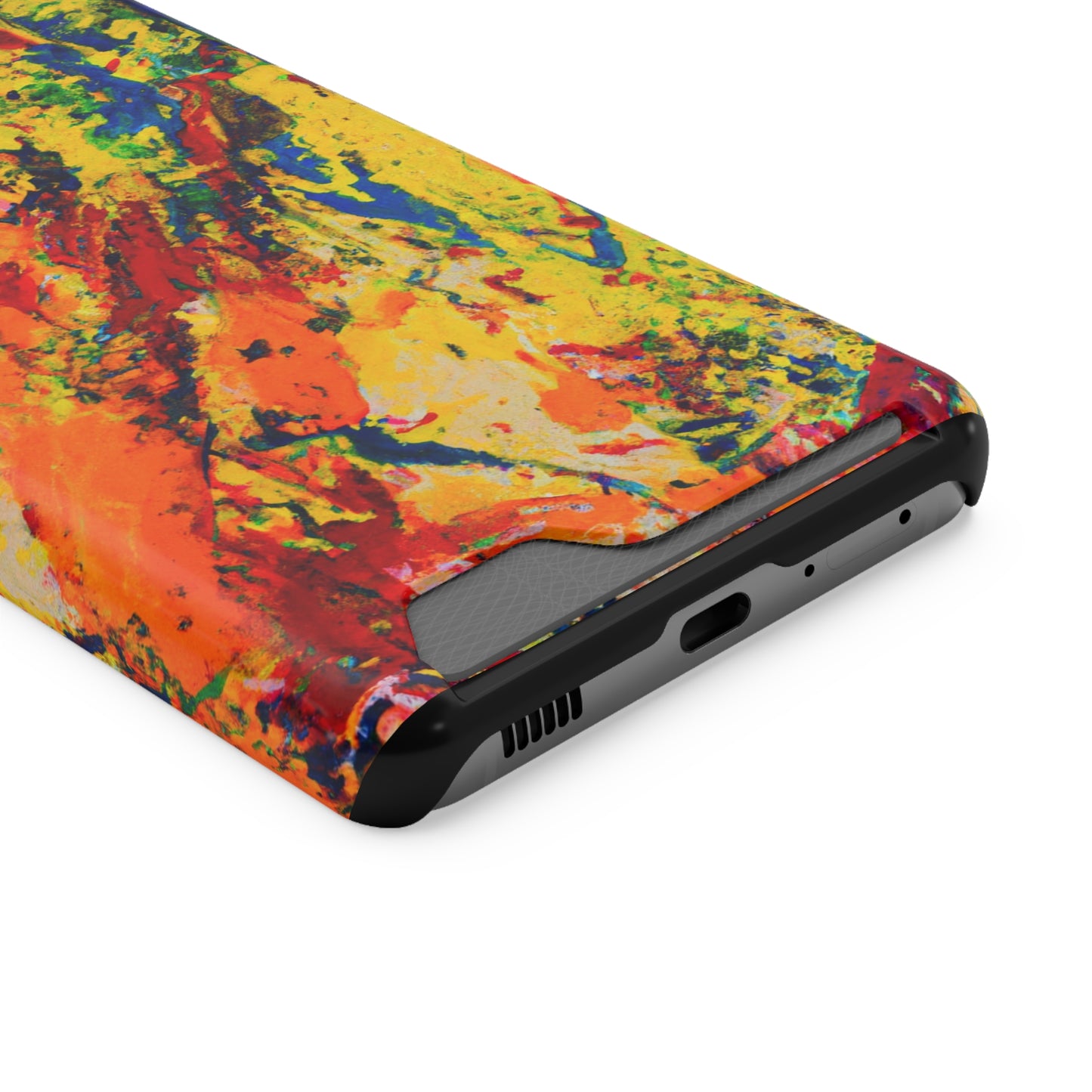 iPhone or Samsung Case with Card Holder Ft. Abstract Yellow Orange