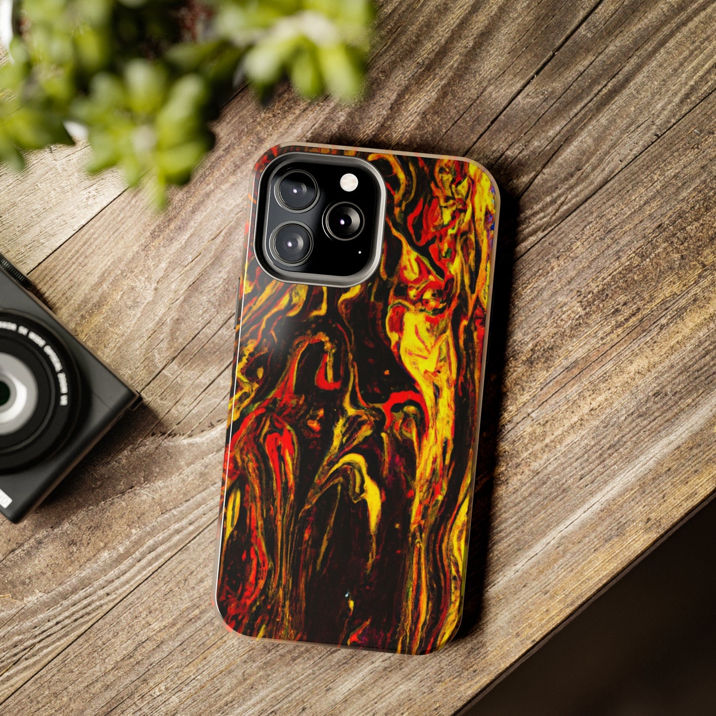 Tough Apple iPhone Case Ft. Abstract Black and Yellow